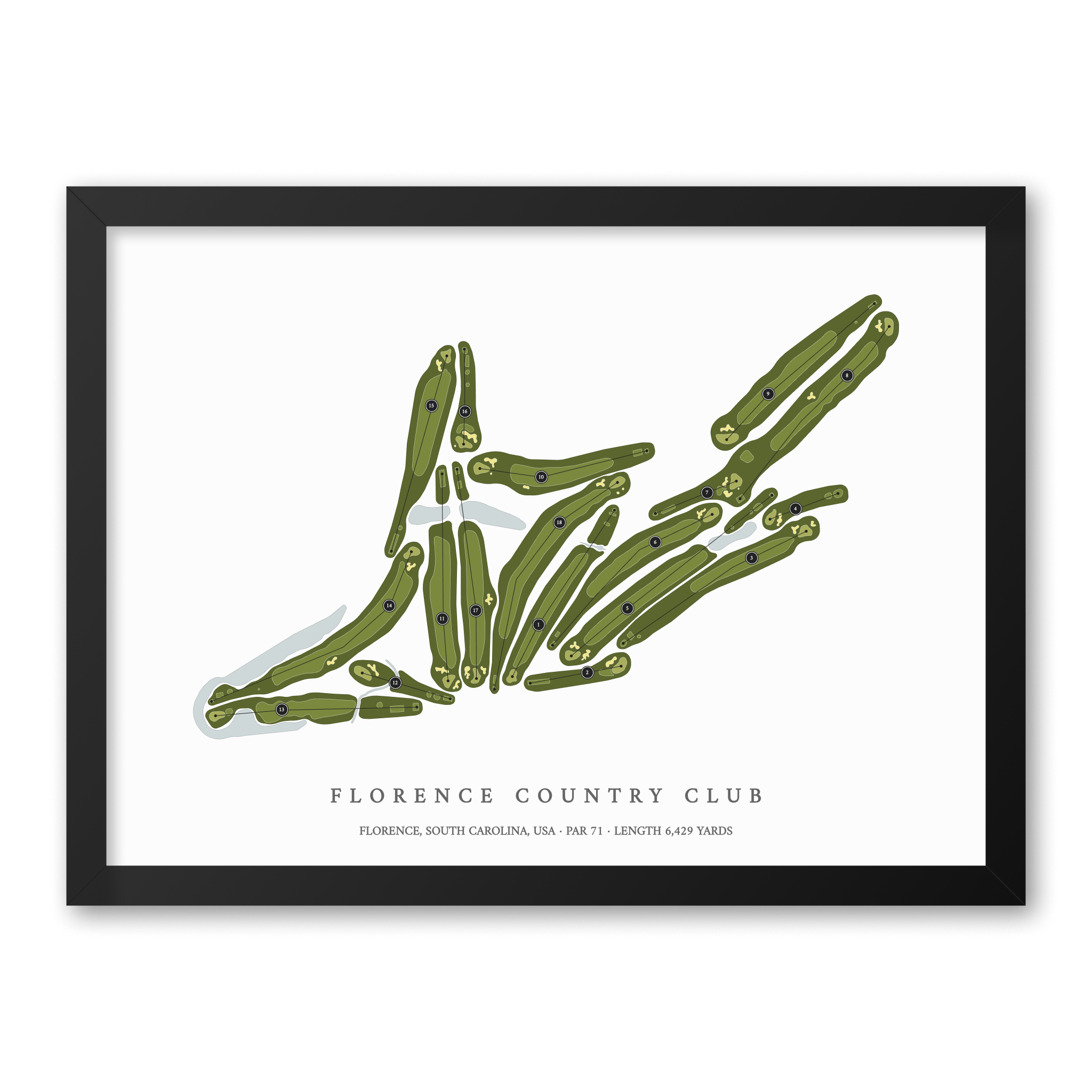 Florence Country Club | Golf Course Map | Black Frame