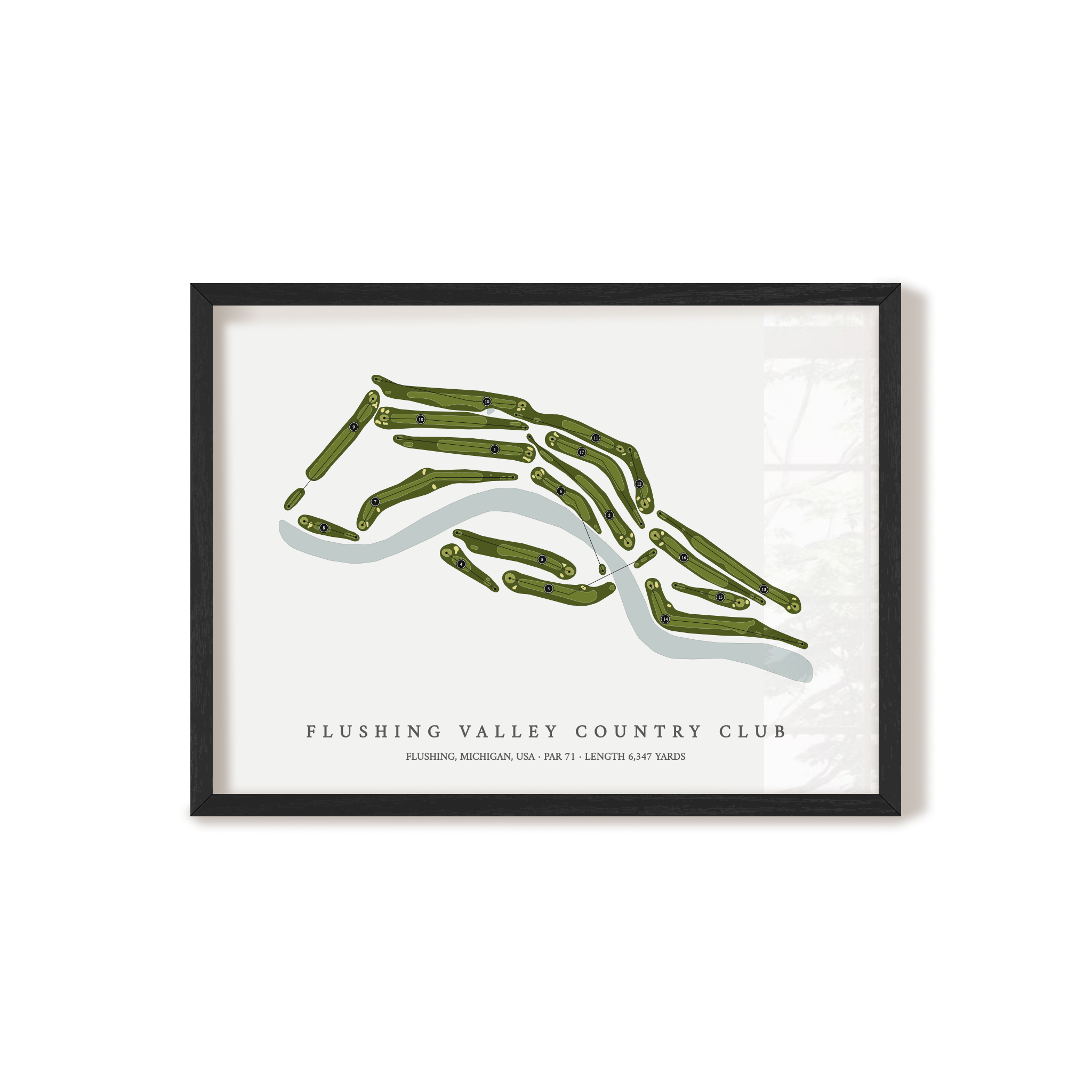 Flushing Valley Country Club | Golf Course Map | Black Frame
