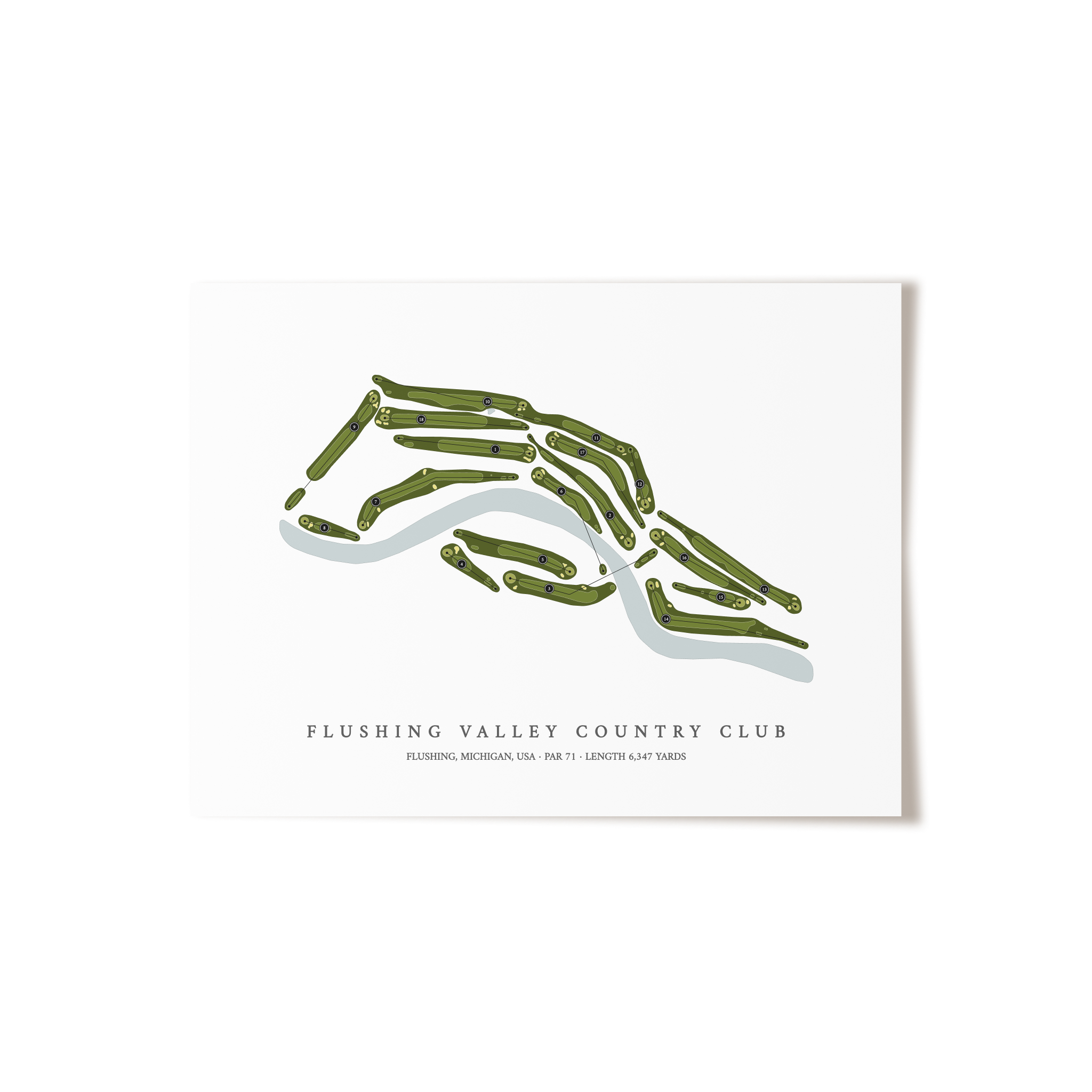 Flushing Valley Country Club | Golf Course Map | Unframed