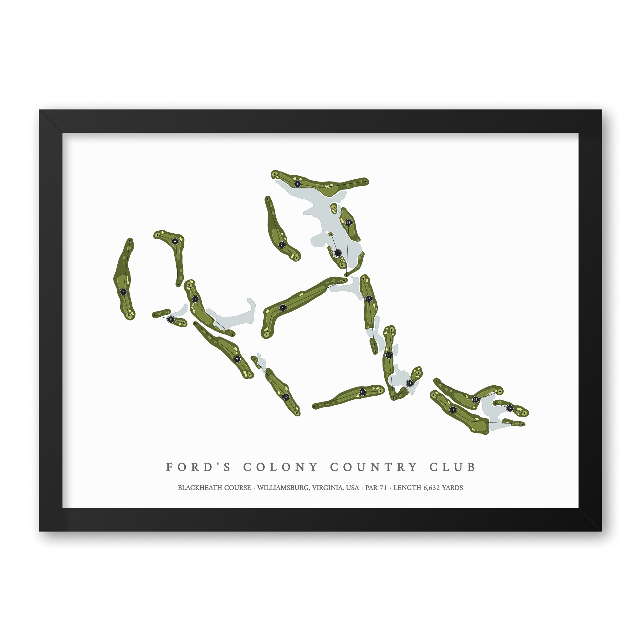 Ford's Colony Country Club - Blackheath Course | Golf Course Print | Black Frame