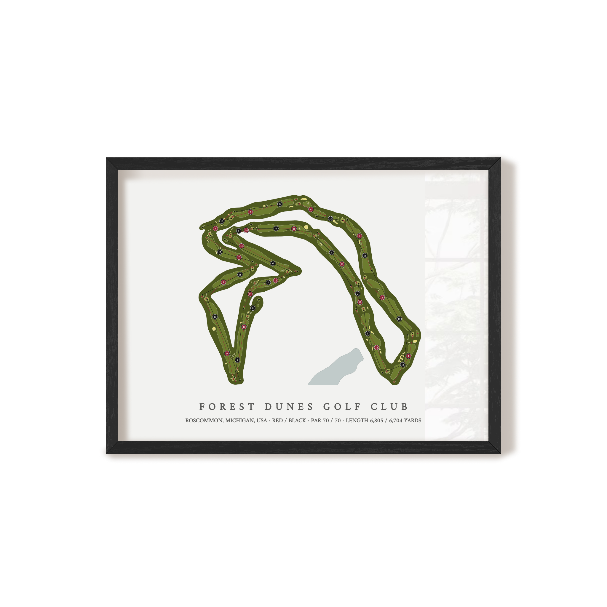 Forest Dunes Golf Club - The Loop | Golf Course Map | Black Frame