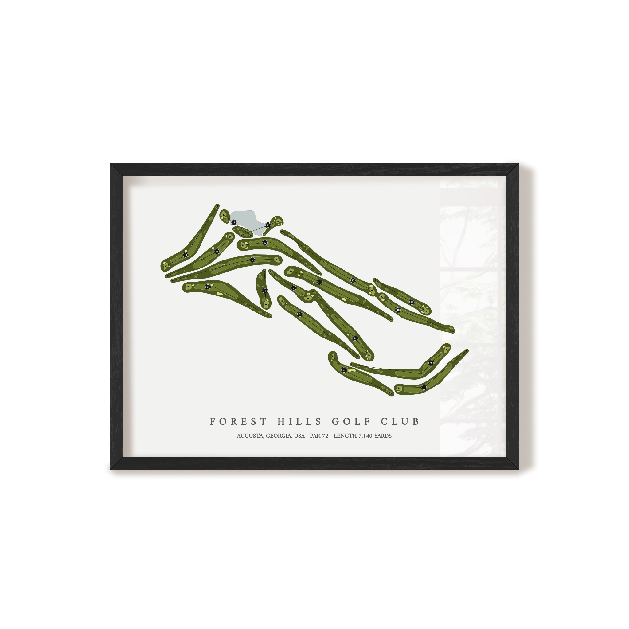 Forest Hills Golf Club | Golf Course Map | Black Frame
