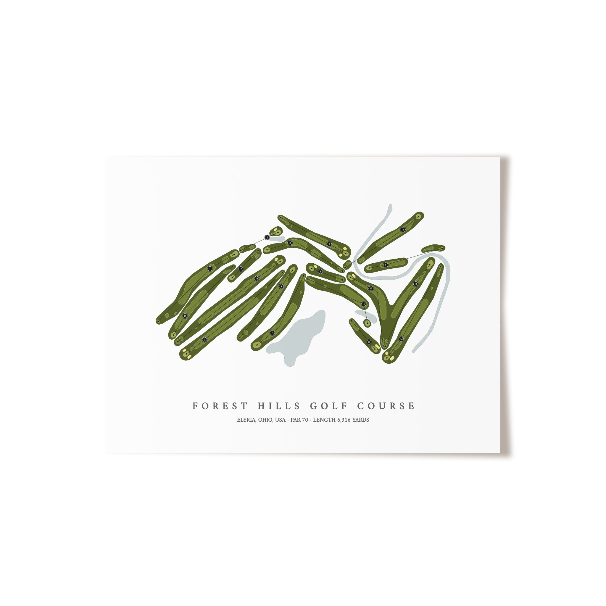 Forest Hills Golf Course | Golf Course Map | Unframed