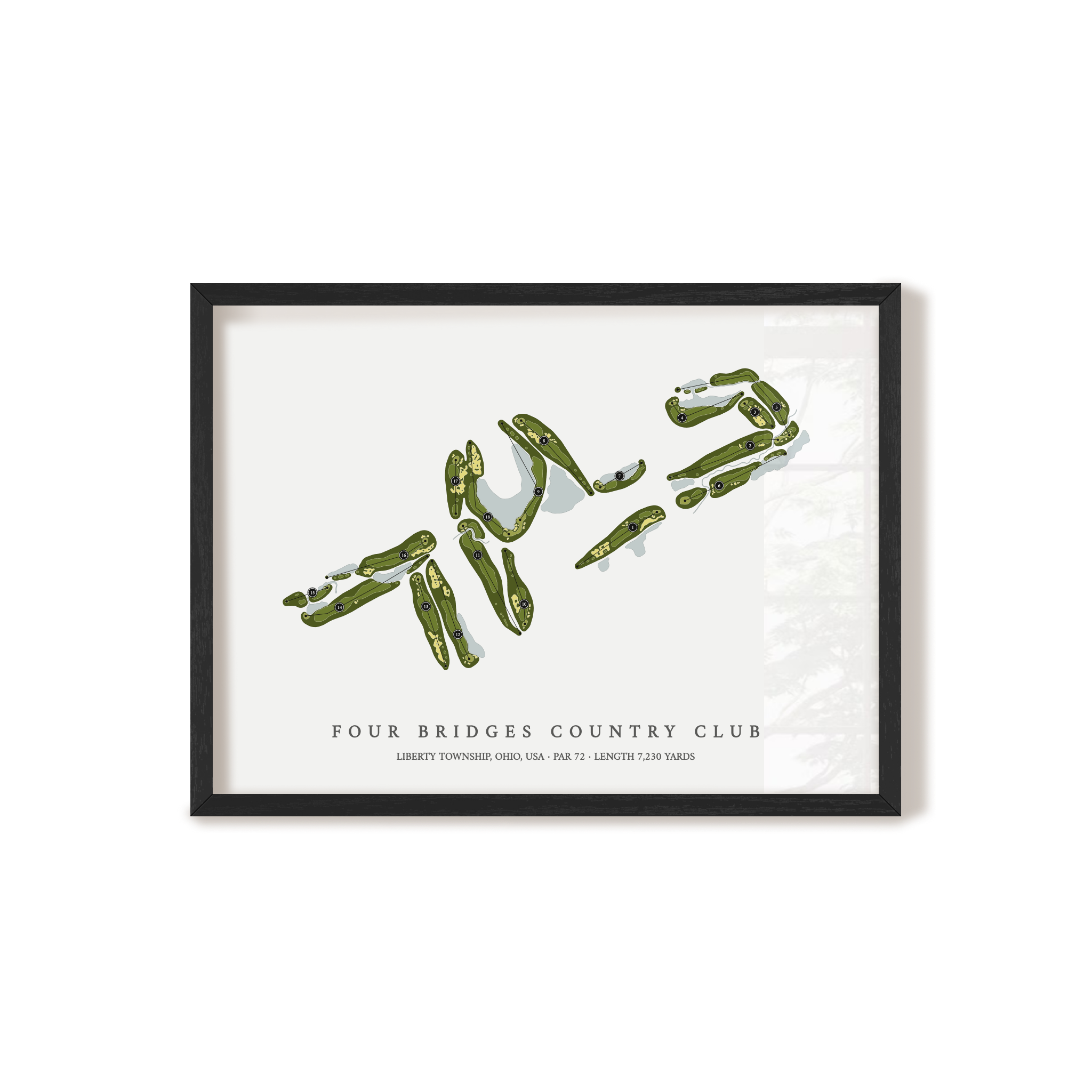Four Bridges Country Club | Golf Course Map | Black Frame