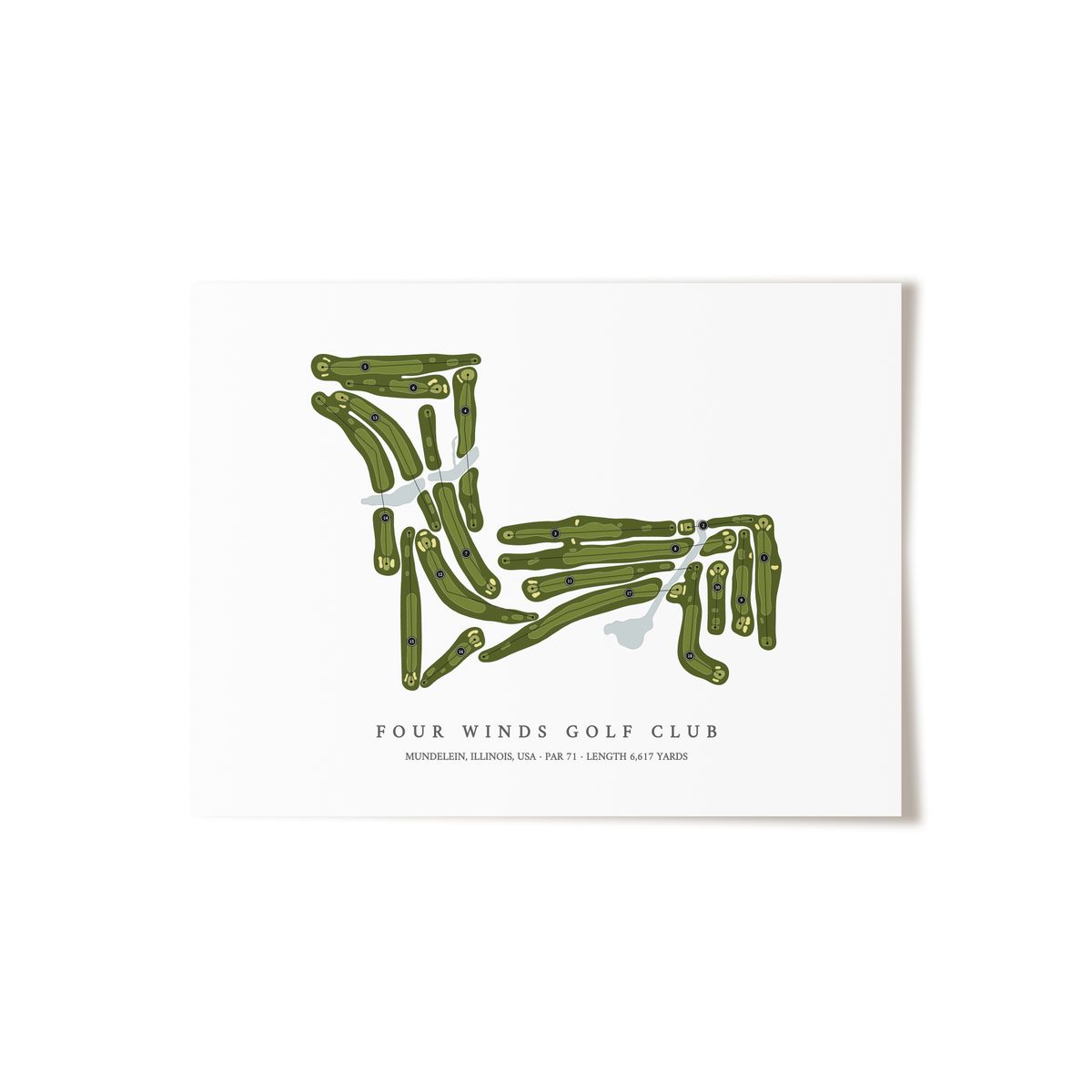 Four Winds Golf Club | Golf Course Map | Unframed
