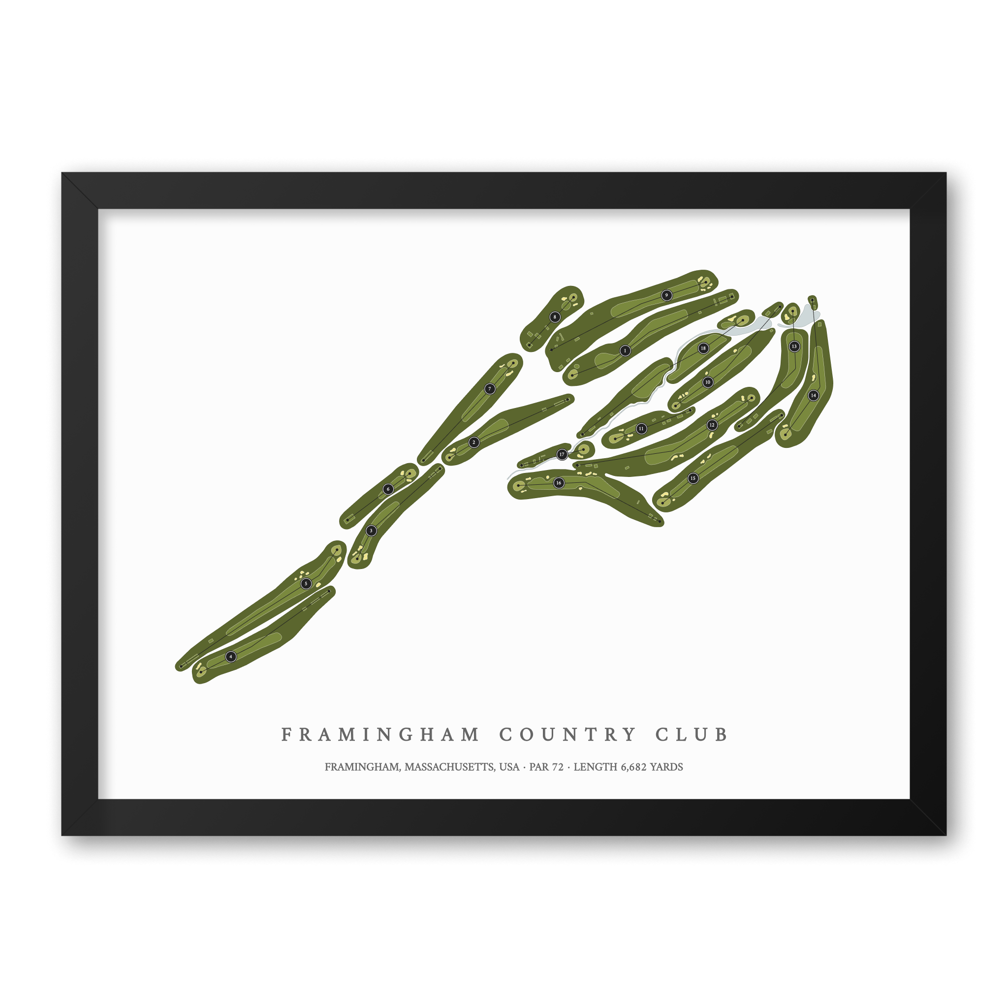 Framingham Country Club | Golf Course Map | Black Frame