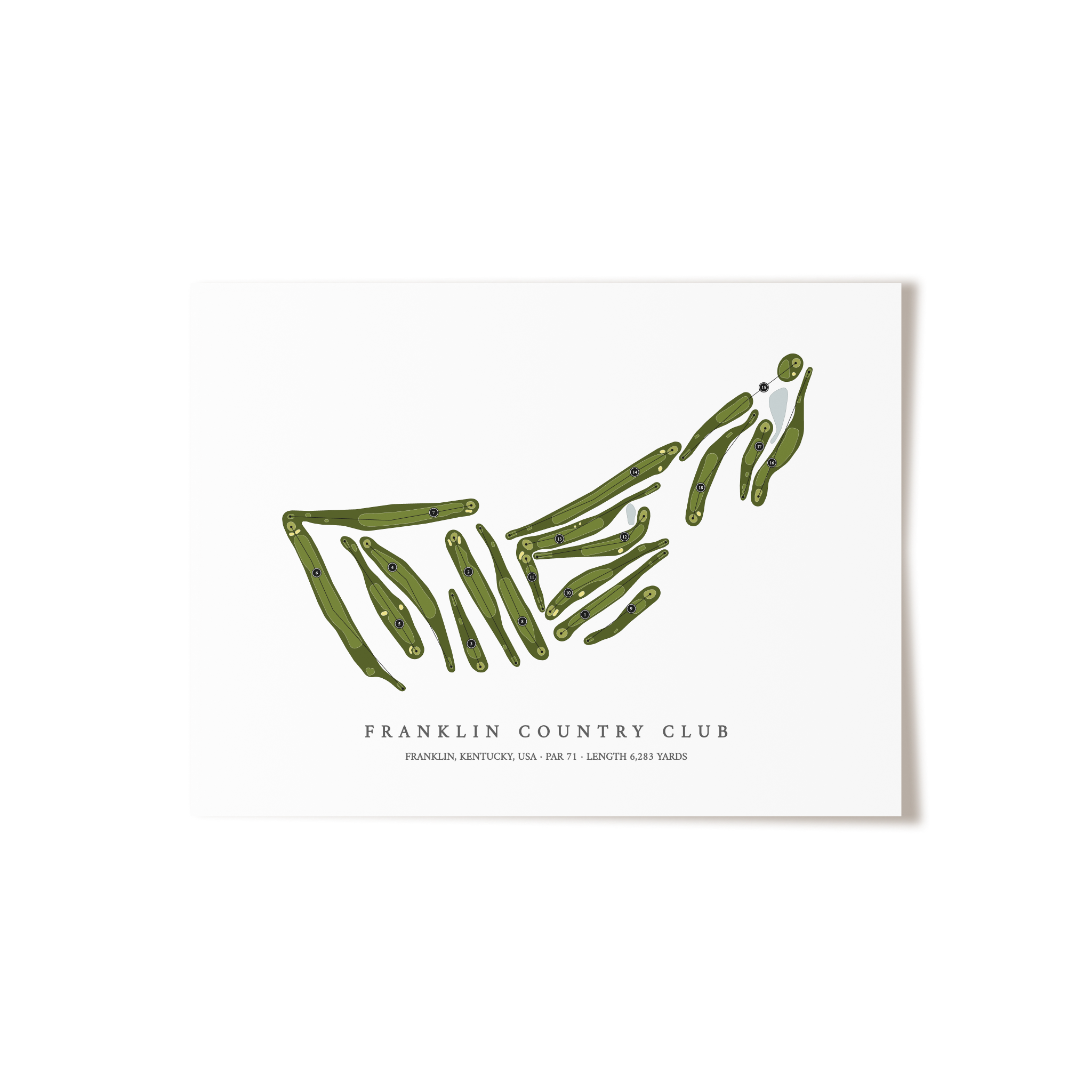 Franklin Country Club | Golf Course Map | Unframed