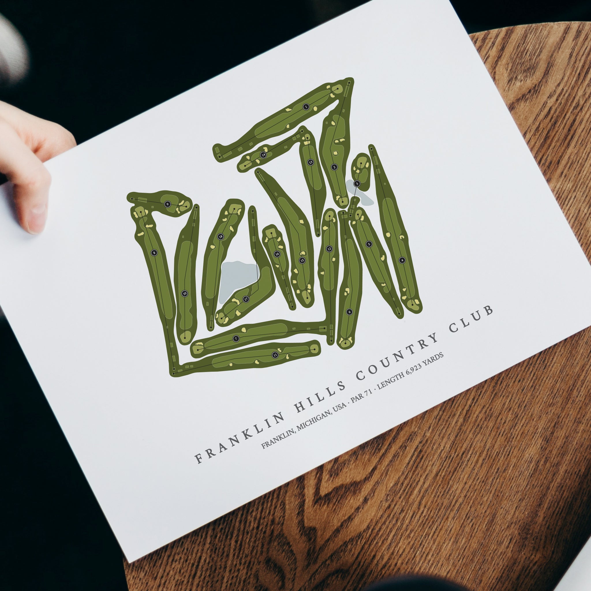 Franklin Hills Country Club | Golf Course Map | With Laptop