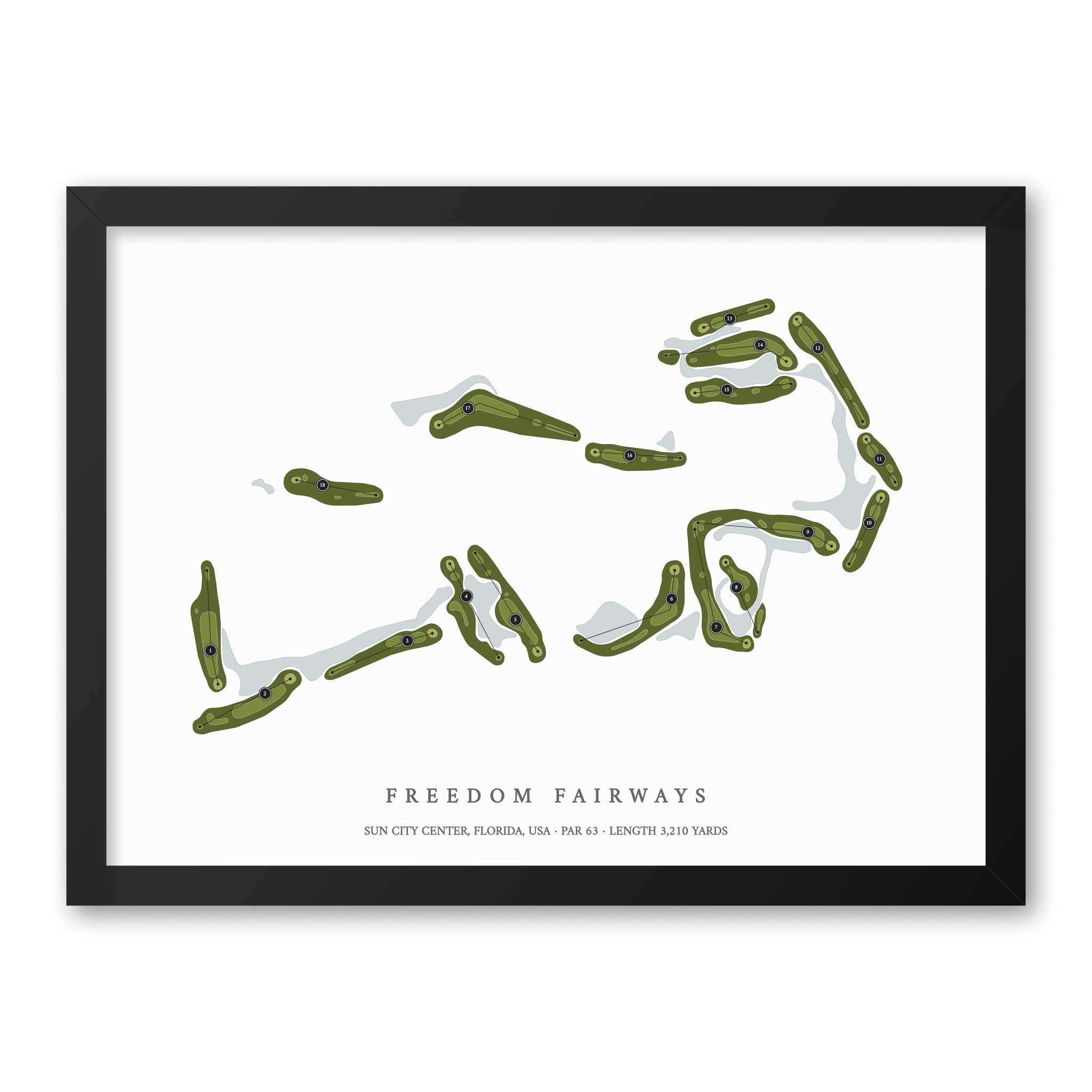 Freedom Fairways | Golf Course Map | Black Frame