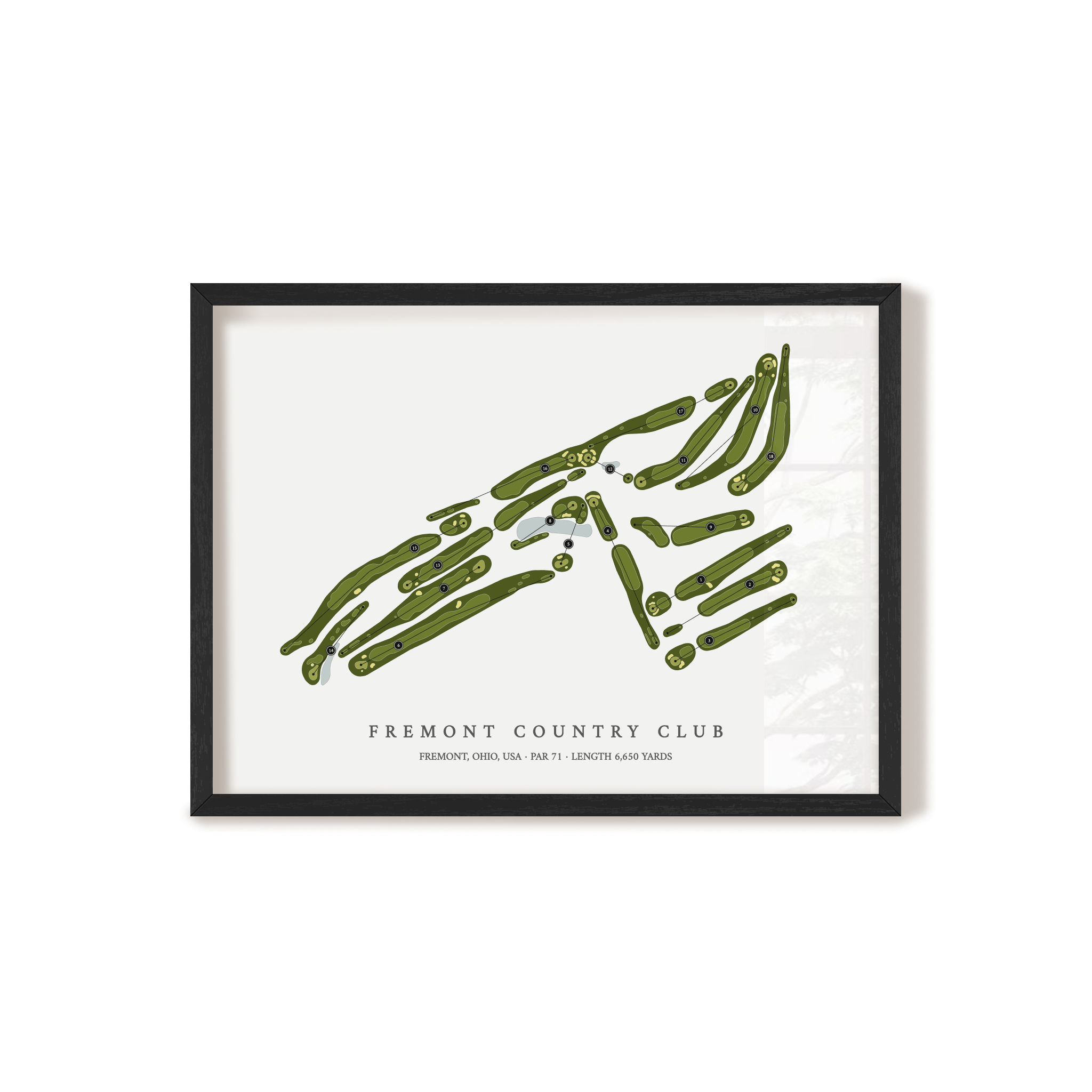 Fremont Country Club | Golf Course Map | Black Frame