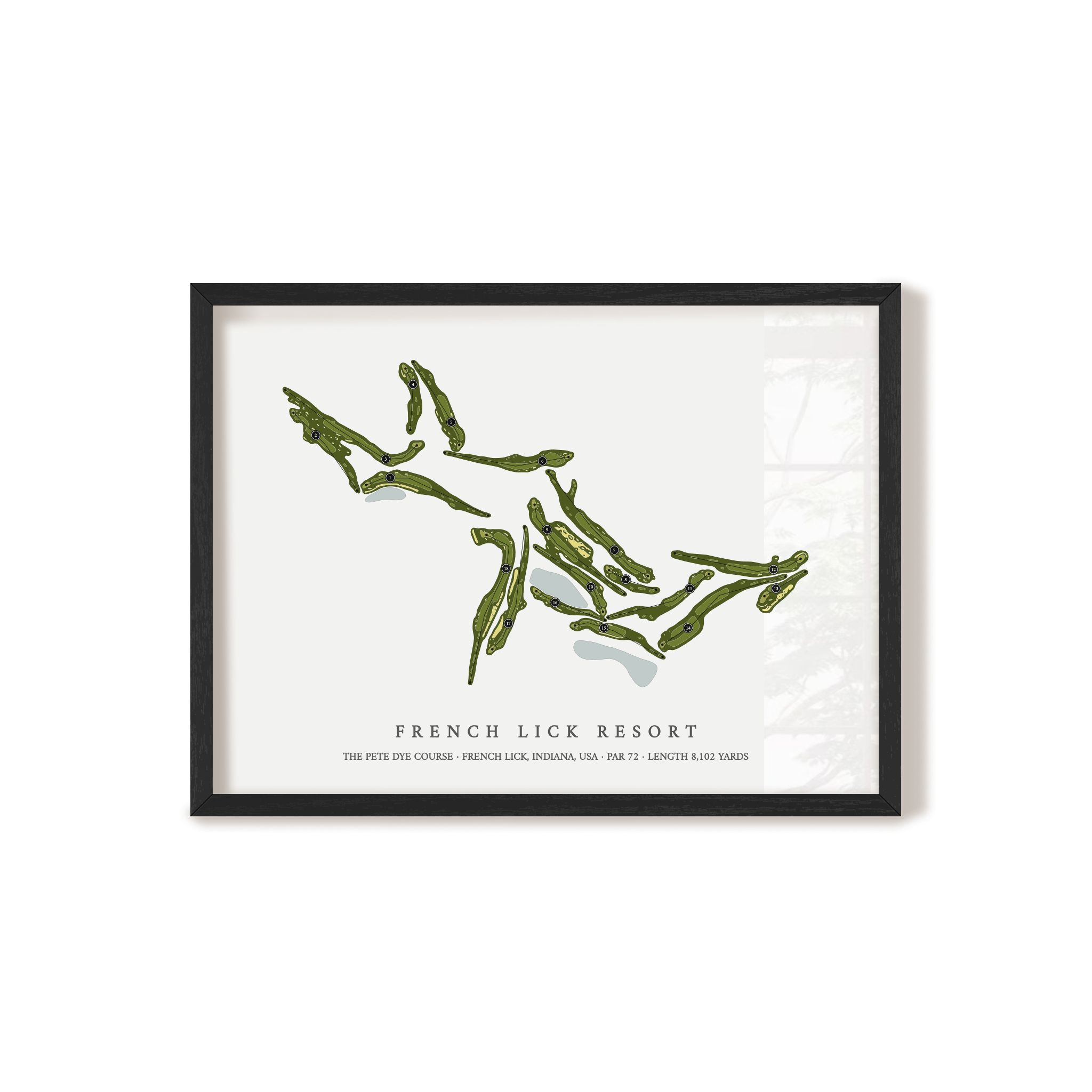 French Lick Resort - The Pete Dye Course | Golf Course Print | Black Frame