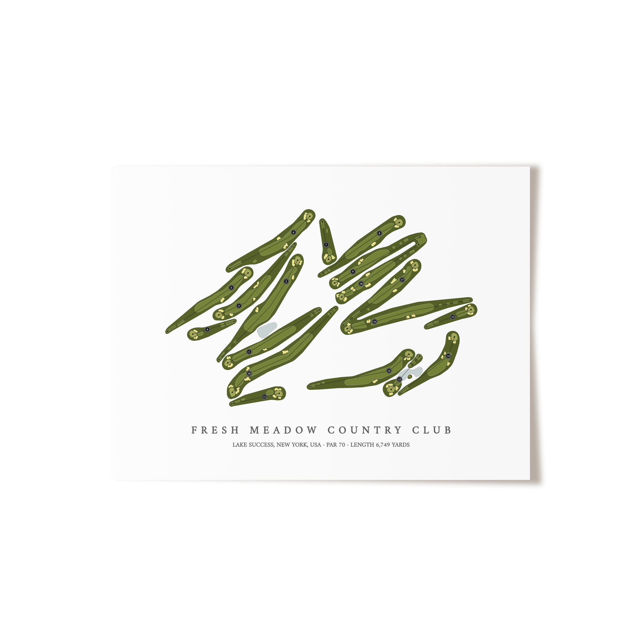 Fresh Meadow Country Club | Golf Course Map | Unframed