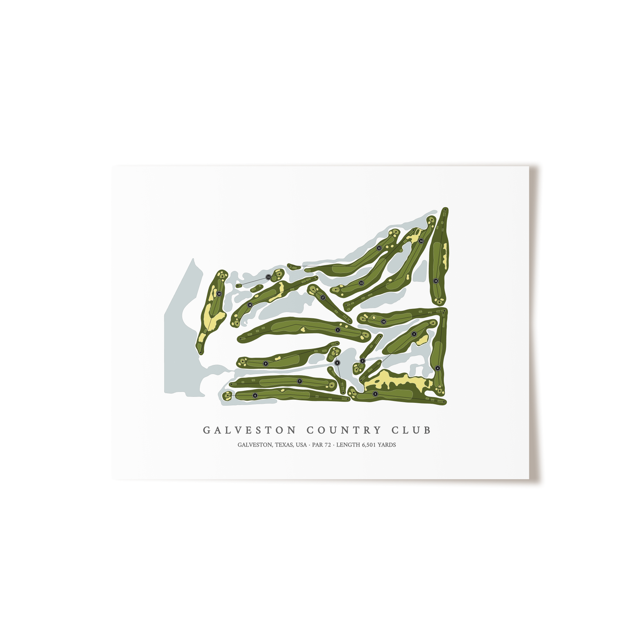 Galveston Country Club | Golf Course Map | Unframed