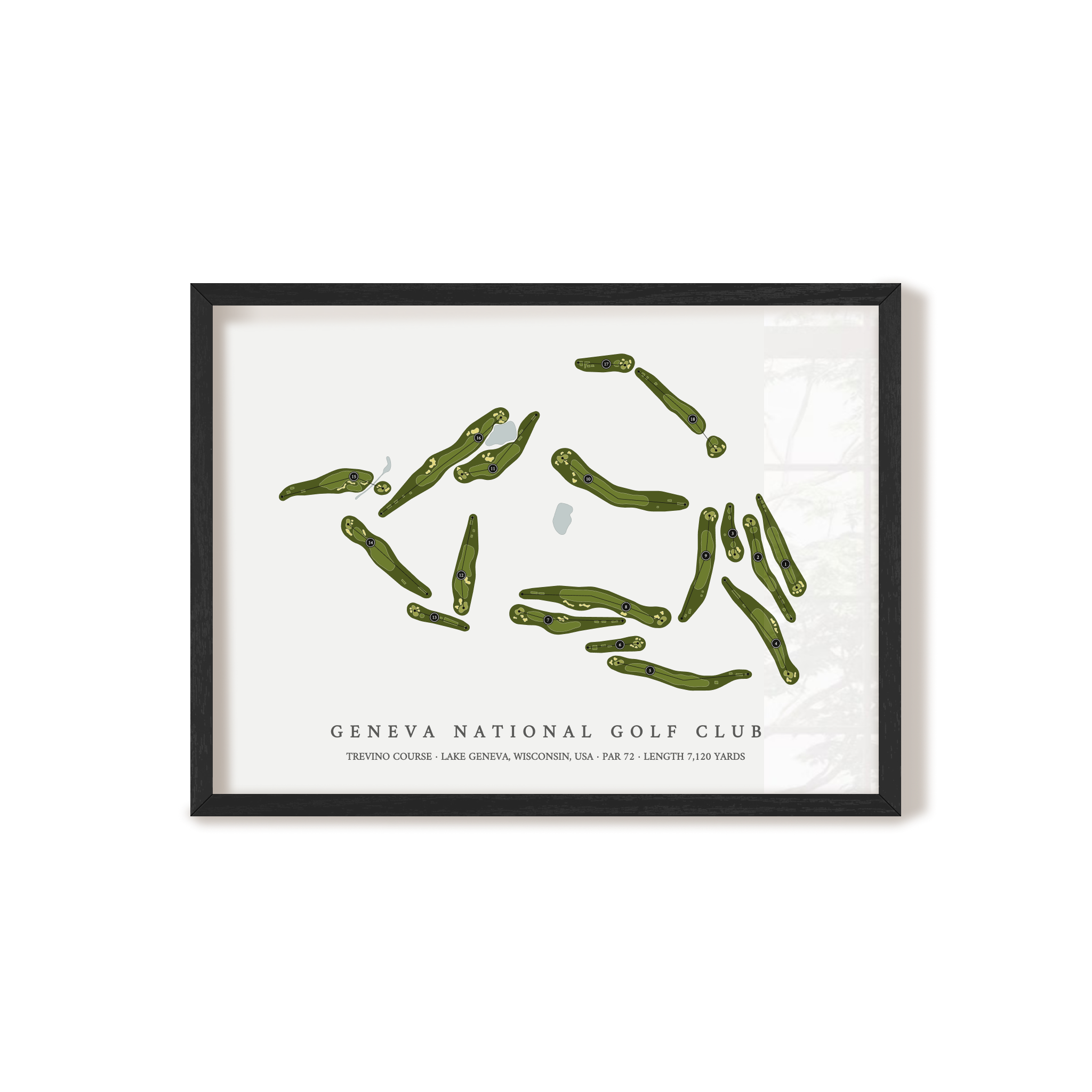 Geneva National Golf Club - Trevino Course | Golf Course Map | Black Frame
