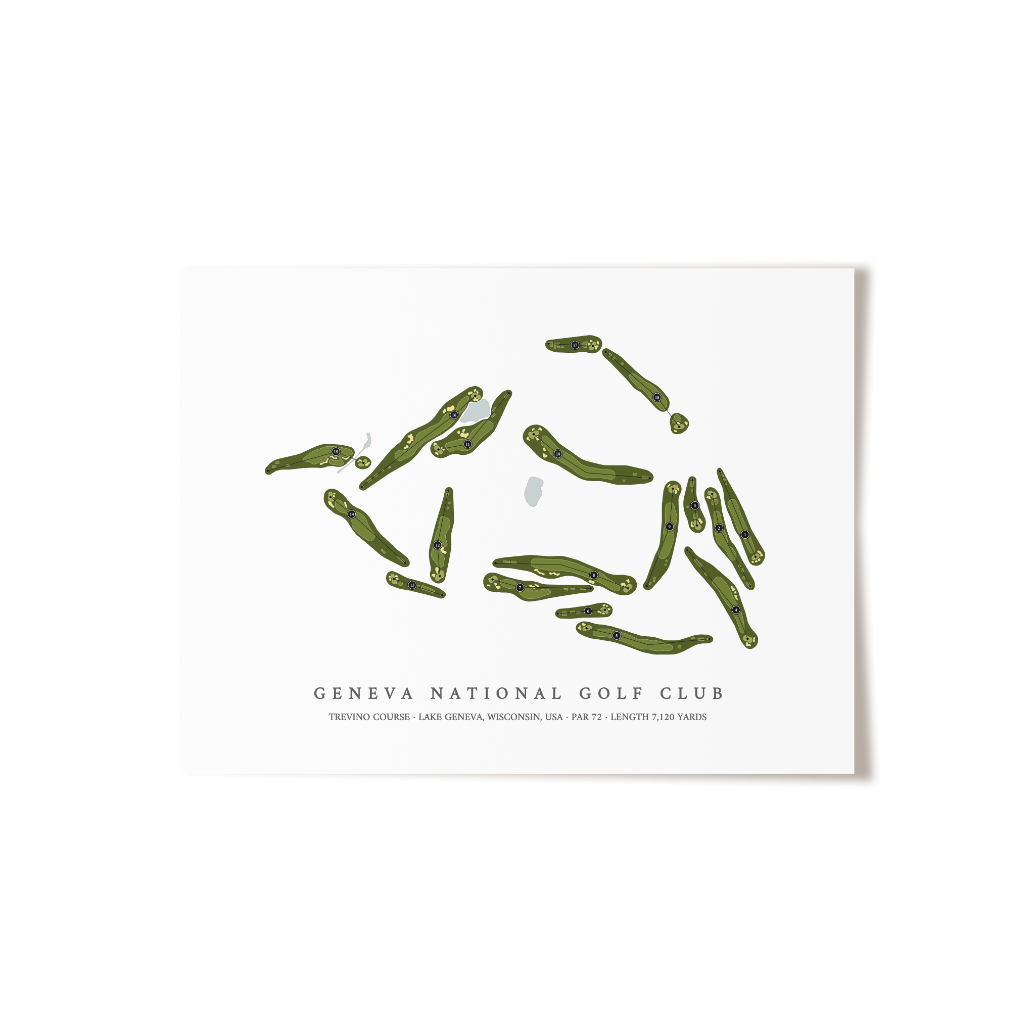 Geneva National Golf Club - Trevino Course | Golf Course Map | Unframed