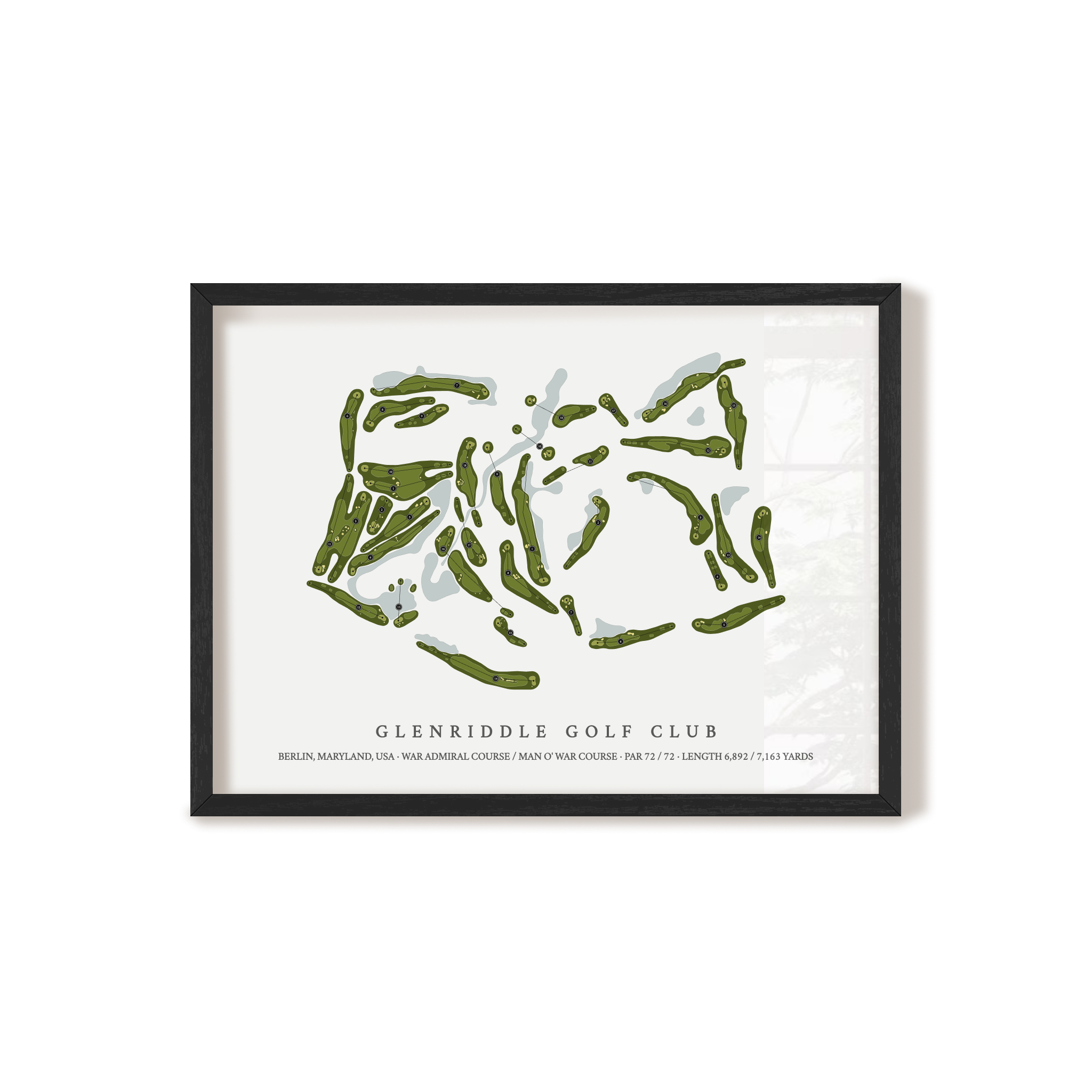 GlenRiddle Golf Club | Golf Course Map | Black Frame