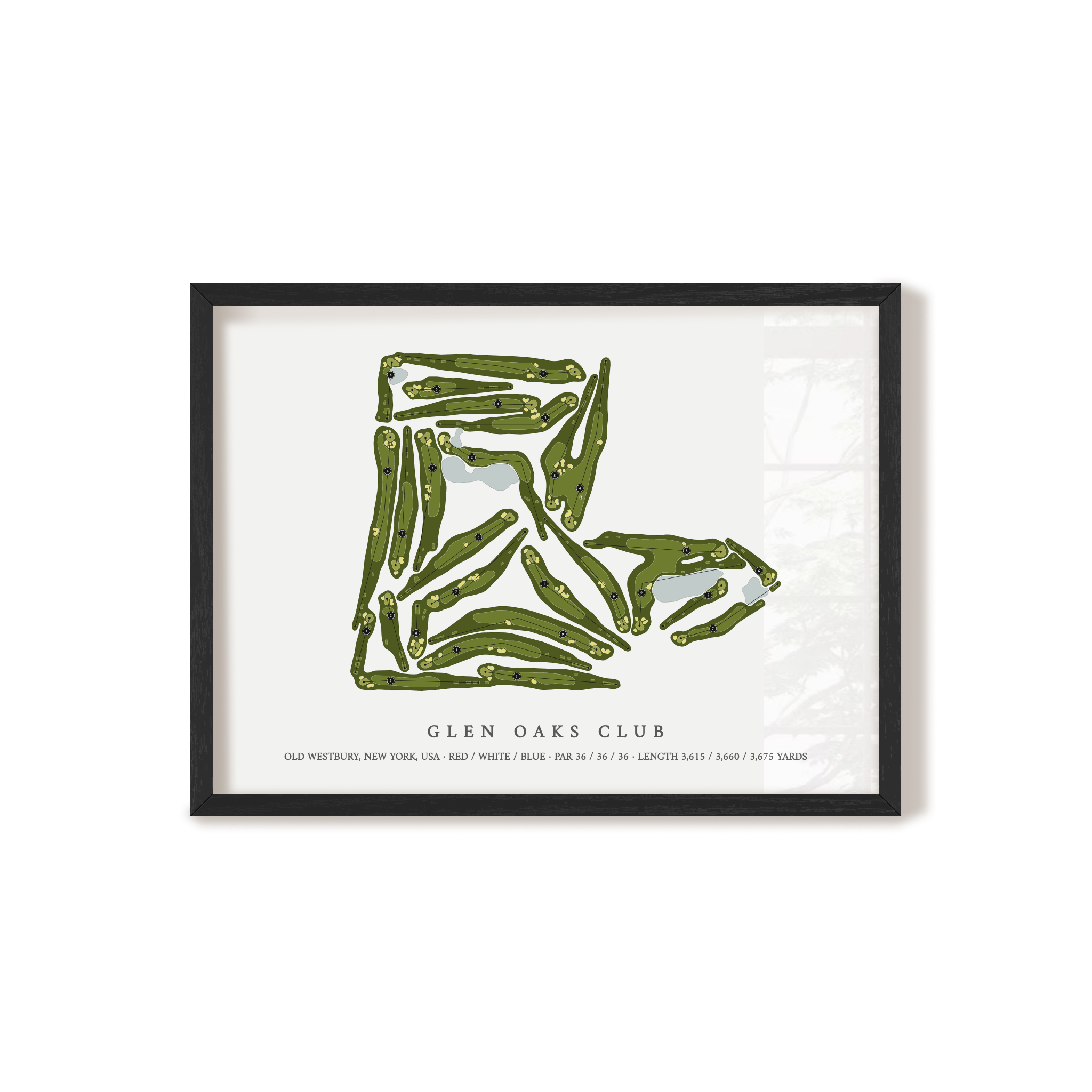Glen Oaks Club | Golf Course Map | Black Frame