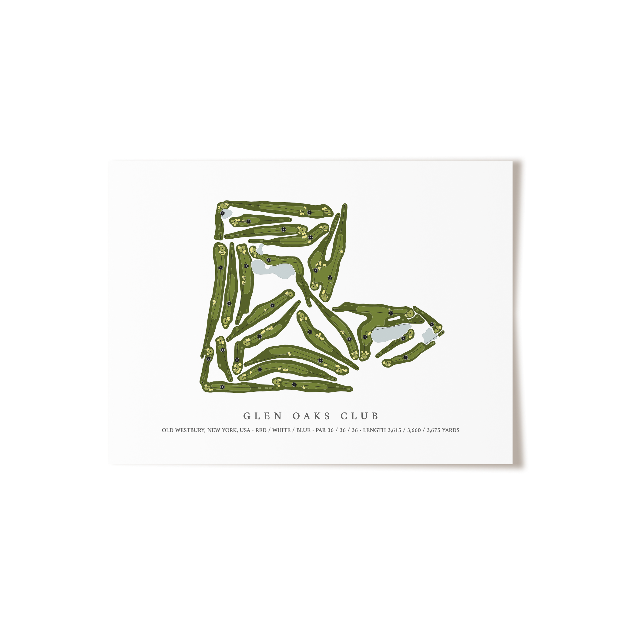 Glen Oaks Club | Golf Course Map | Unframed
