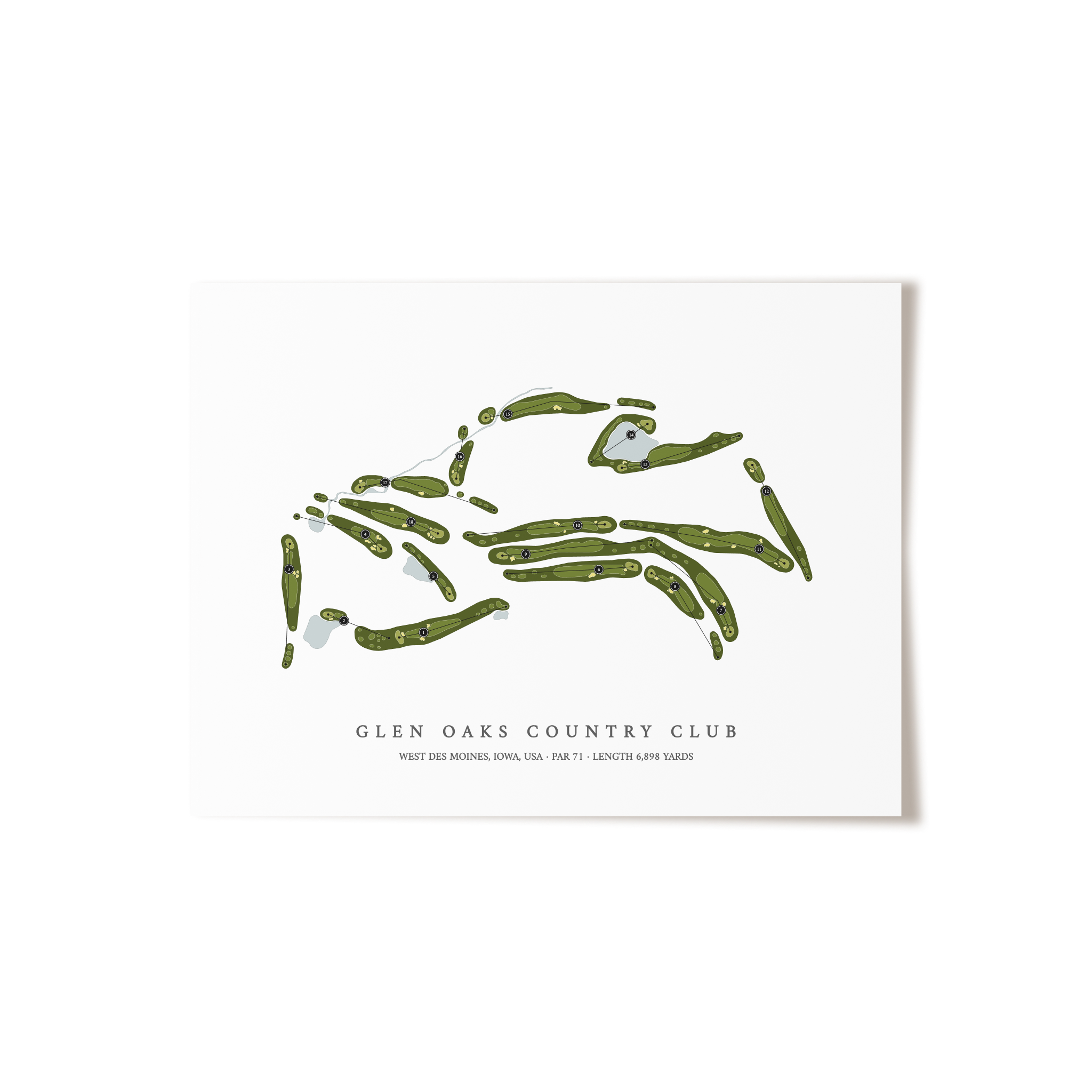 Glen Oaks Country Club | Golf Course Map | Unframed