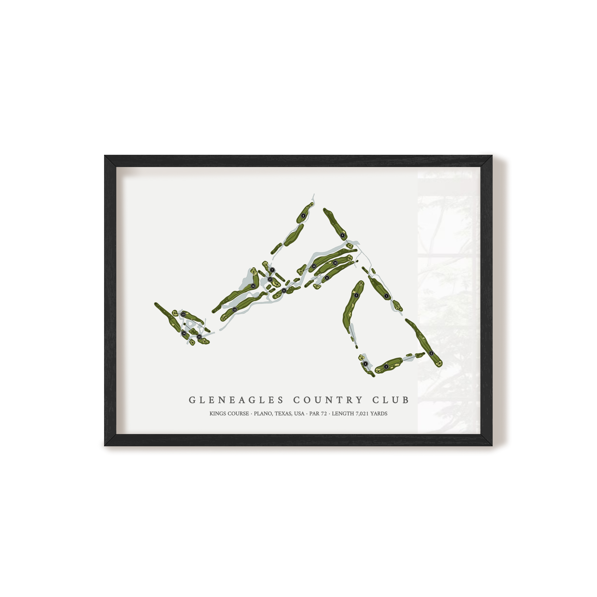 Gleneagles Country Club - Kings Course | Golf Course Map | Black Frame