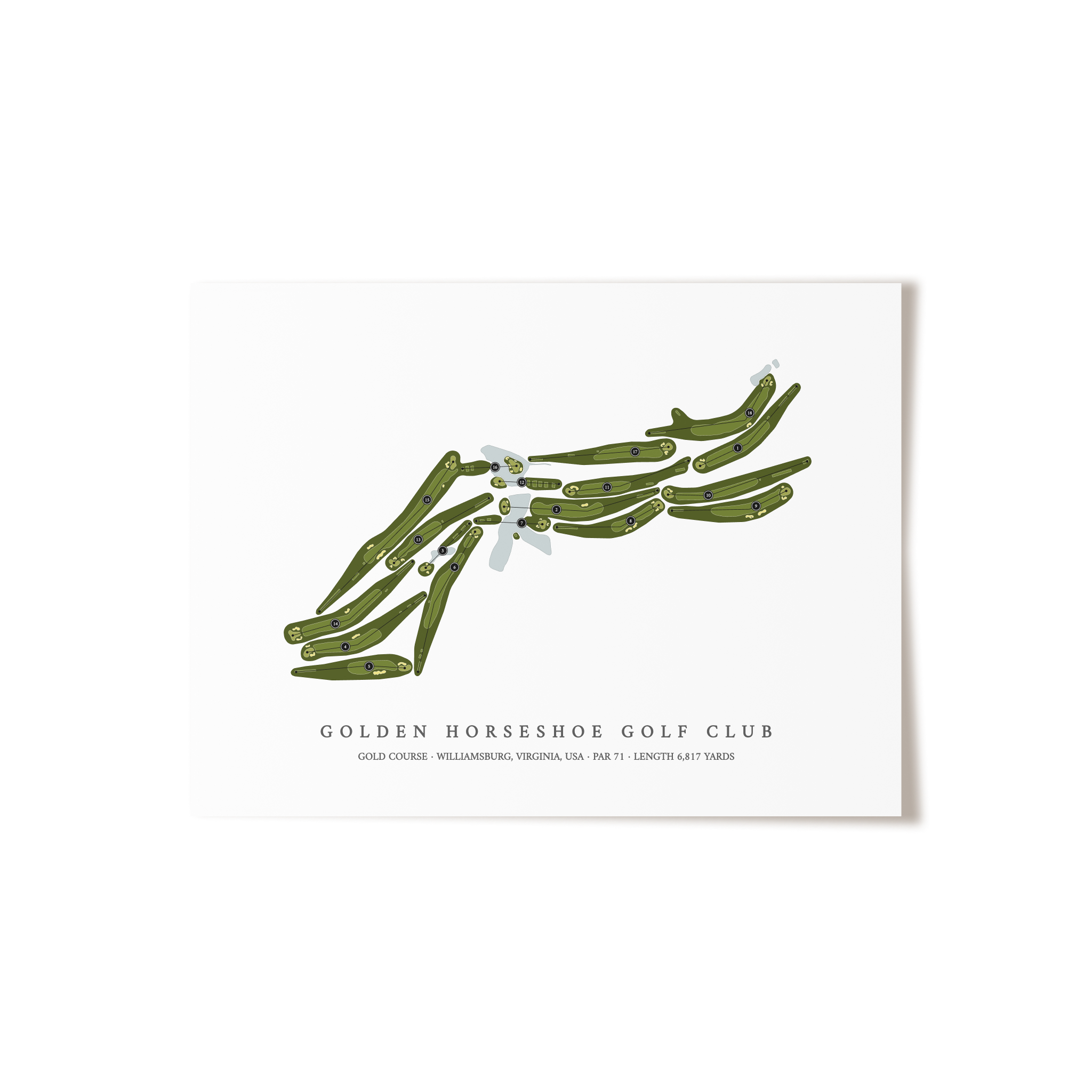 Golden Horseshoe Golf Club - Gold Course | Golf Course Map | Unframed