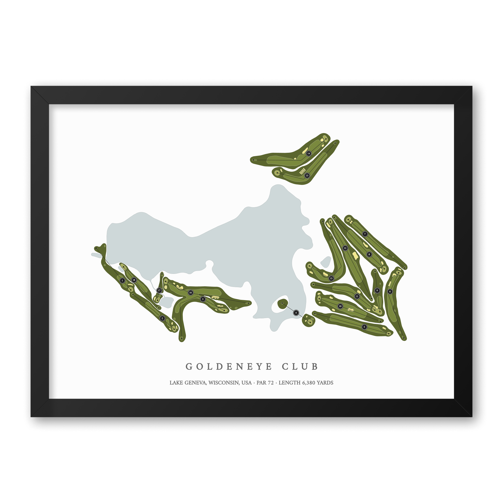 Goldeneye Club | Golf Course Map | Black Frame