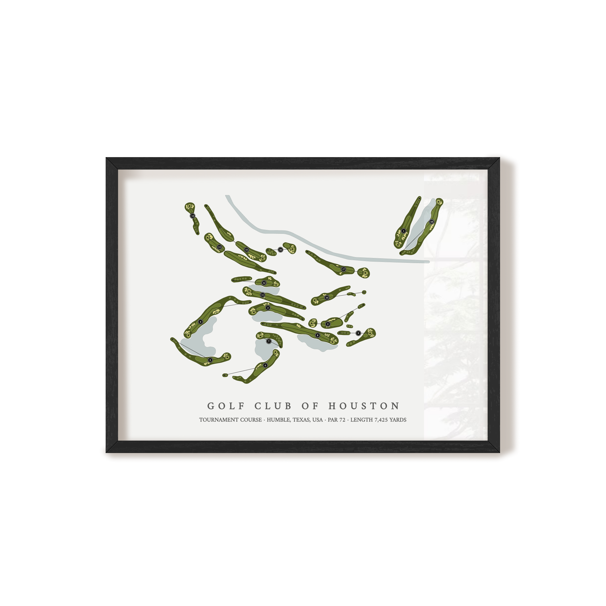 Golf Club of Houston - Tournament Course | Golf Course Map | Black Frame