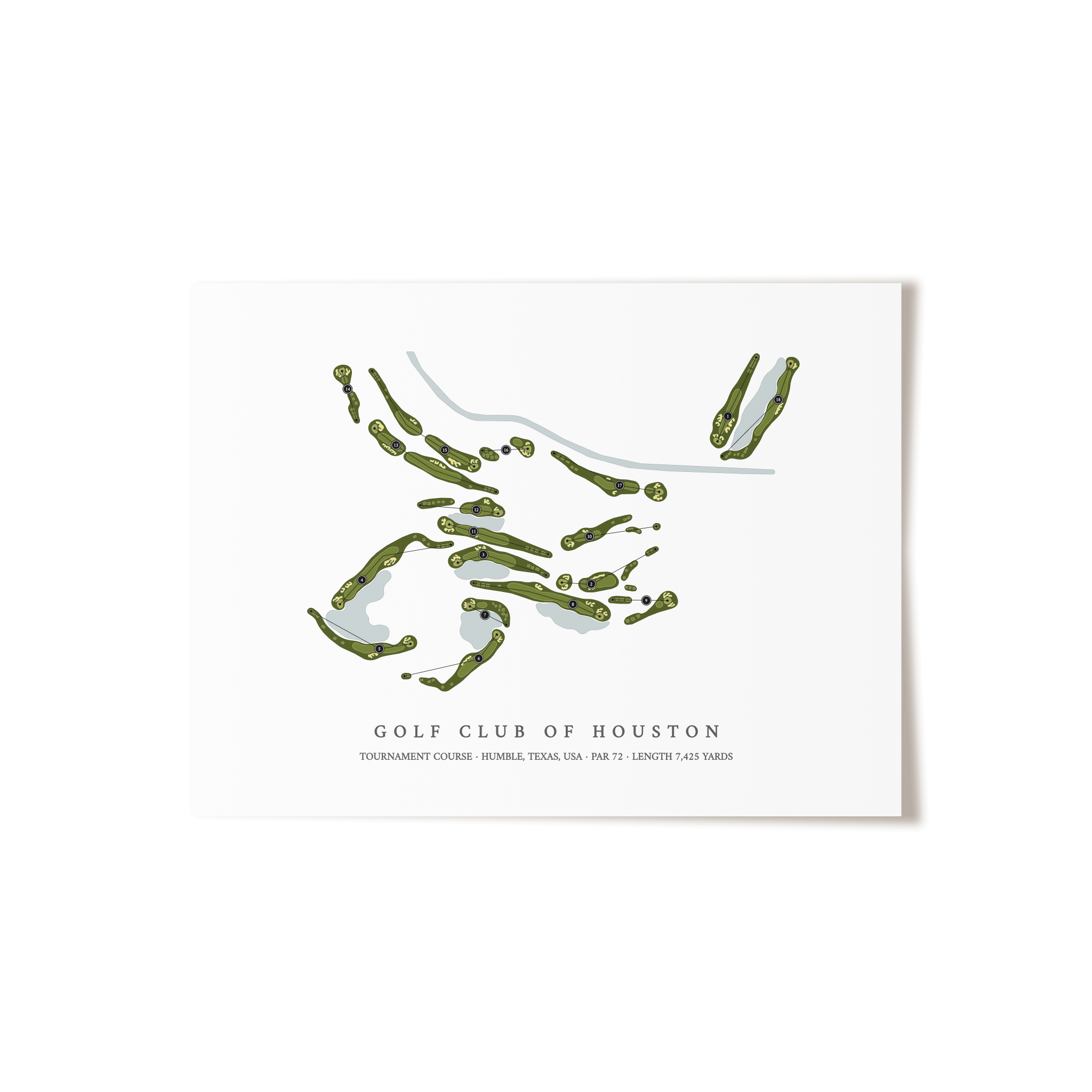 Golf Club of Houston - Tournament Course | Golf Course Map | Unframed