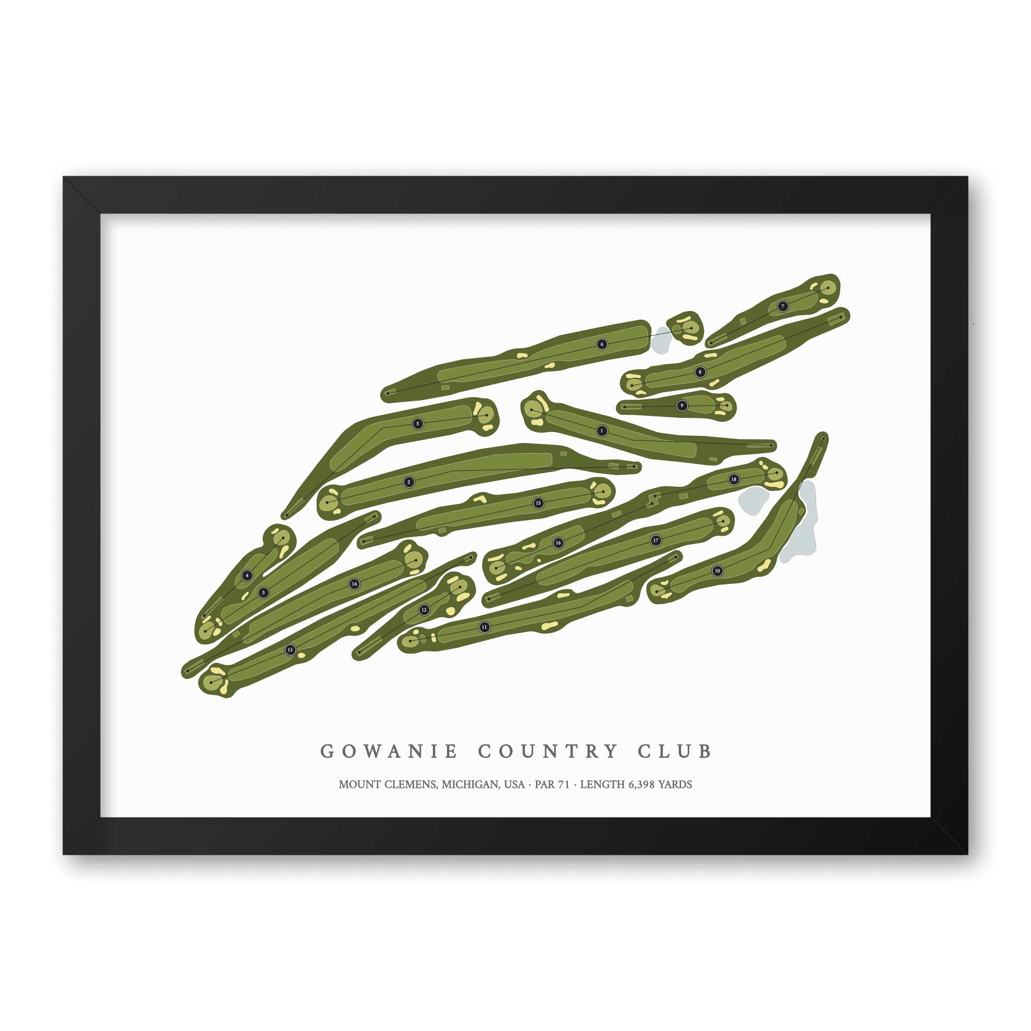 Gowanie Country Club | Golf Course Map | Black Frame