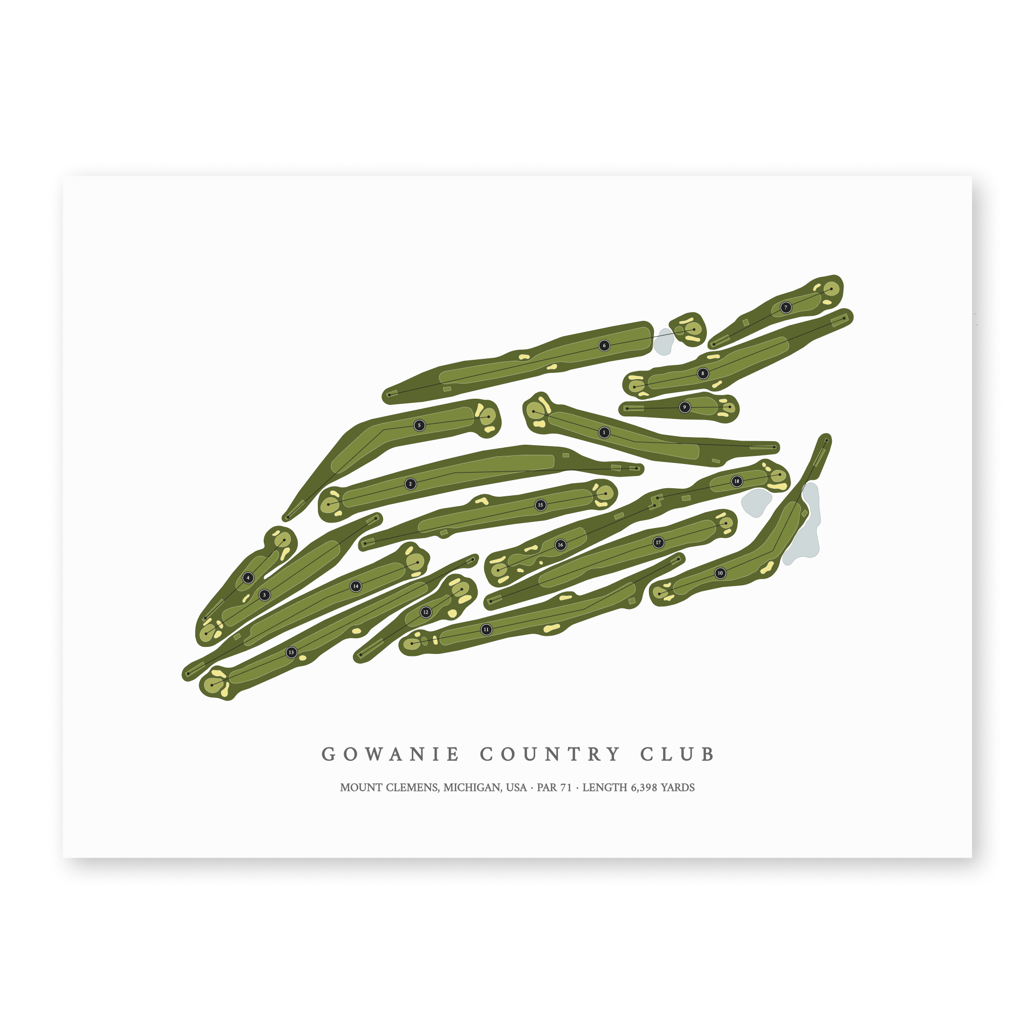 Gowanie Country Club | Golf Course Map | Unframed