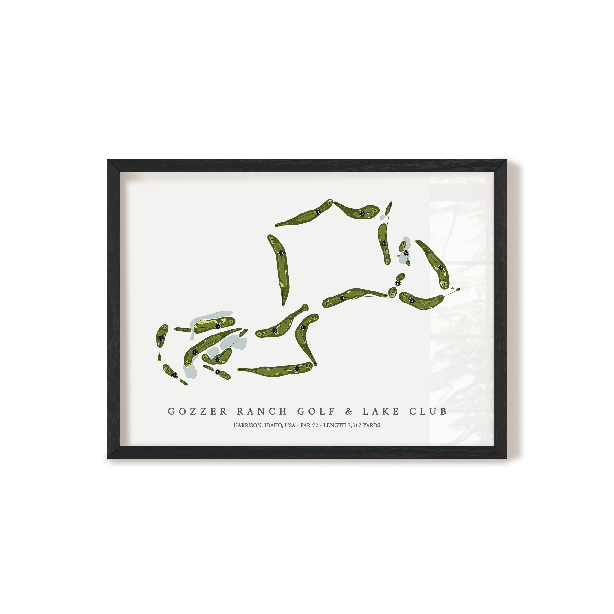 Gozzer Ranch Golf & Lake Club | Golf Course Map | Black Frame