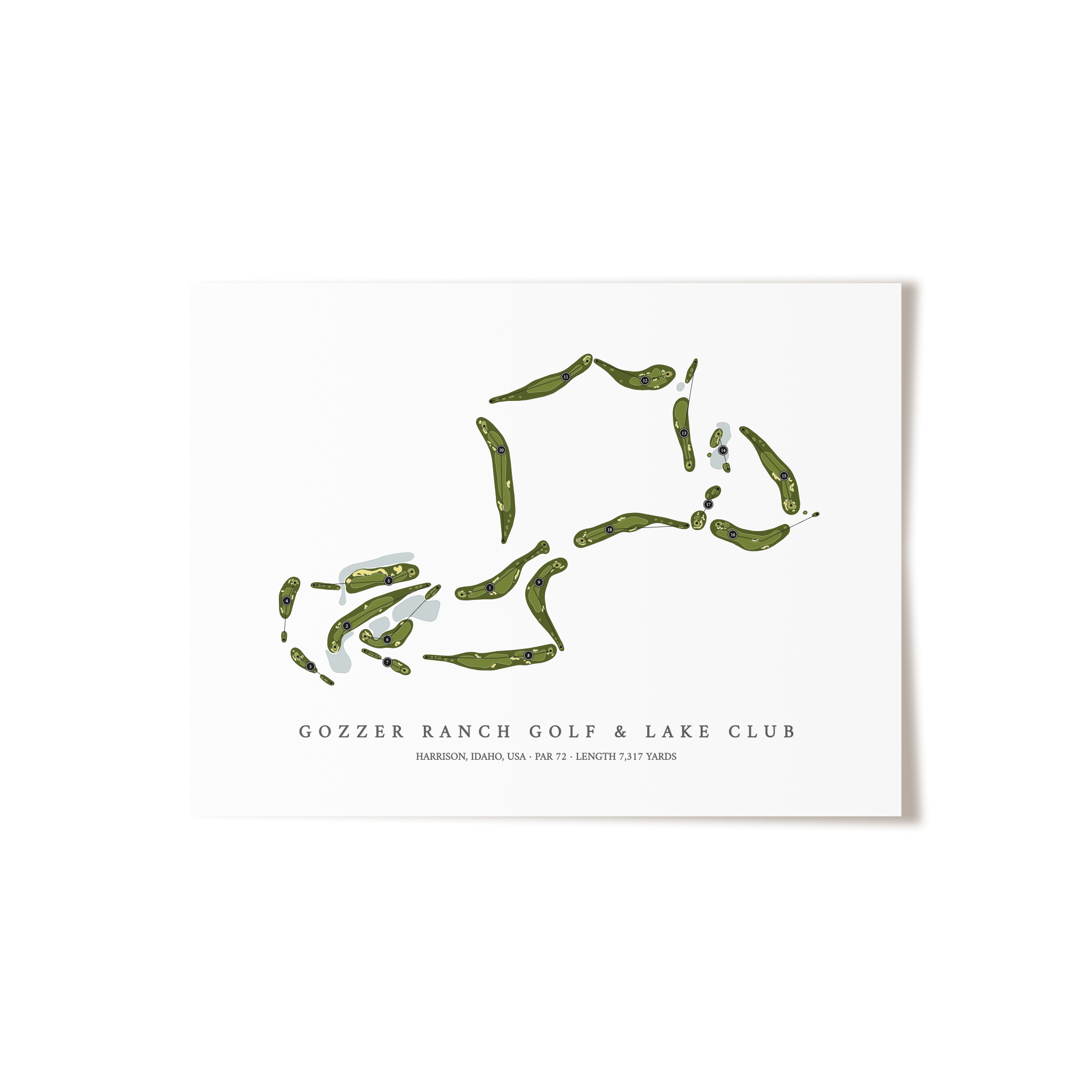 Gozzer Ranch Golf & Lake Club | Golf Course Map | Unframed