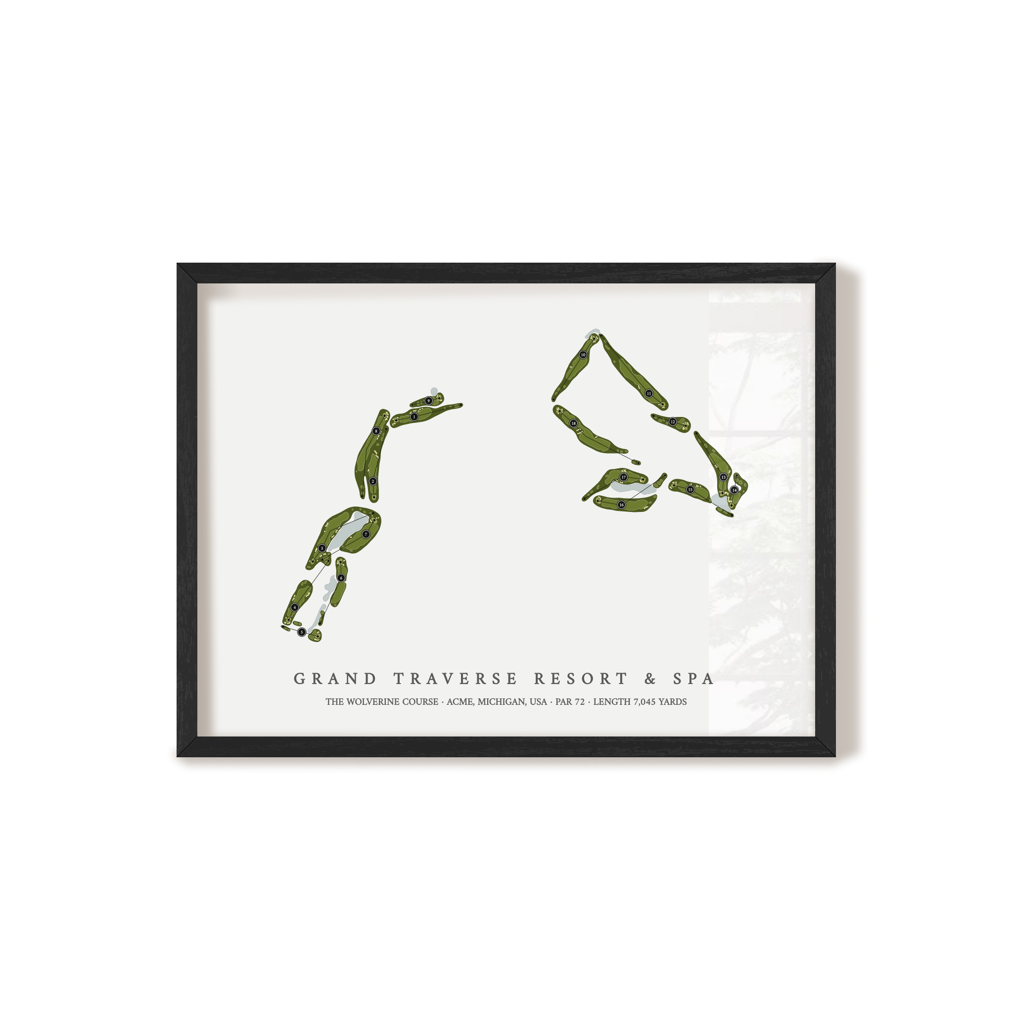 Grand Traverse Resort & Spa - The Wolverine Course | Golf Course Map | Black Frame