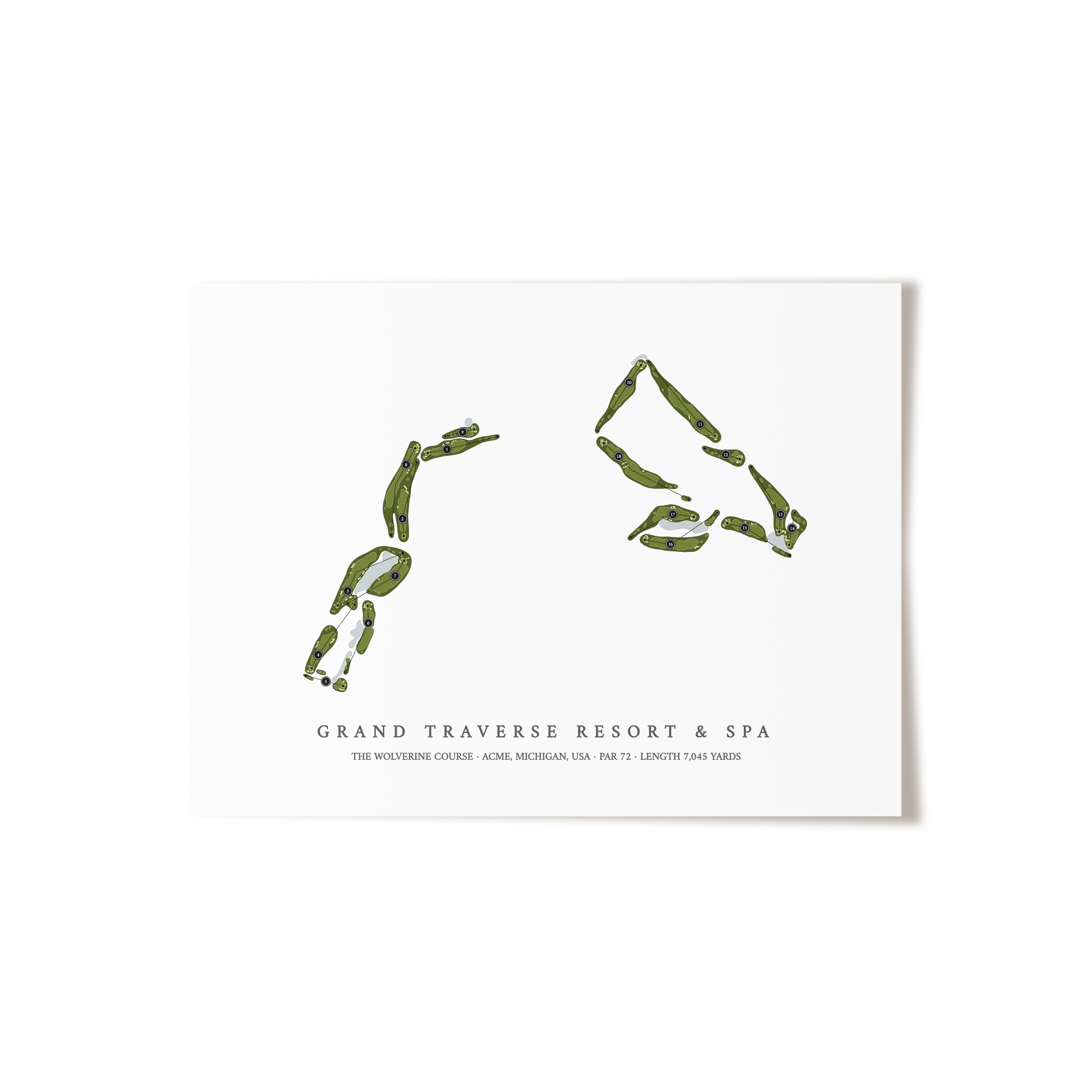 Grand Traverse Resort & Spa - The Wolverine Course | Golf Course Map | Unframed