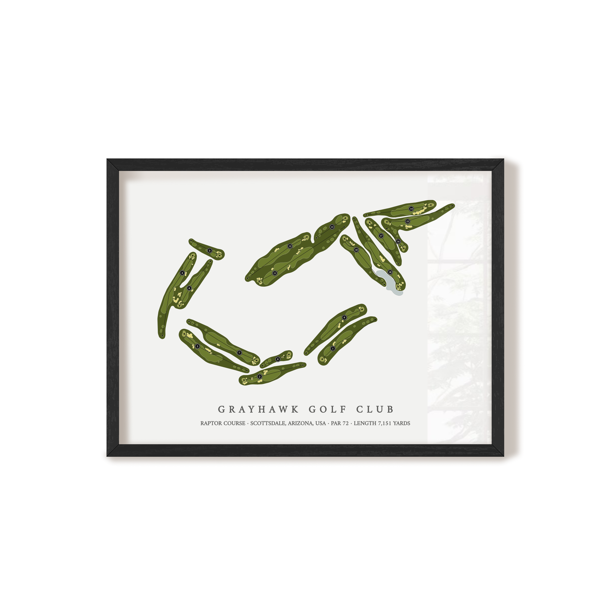Grayhawk Golf Club - Raptor Course | Golf Course Map | Black Frame