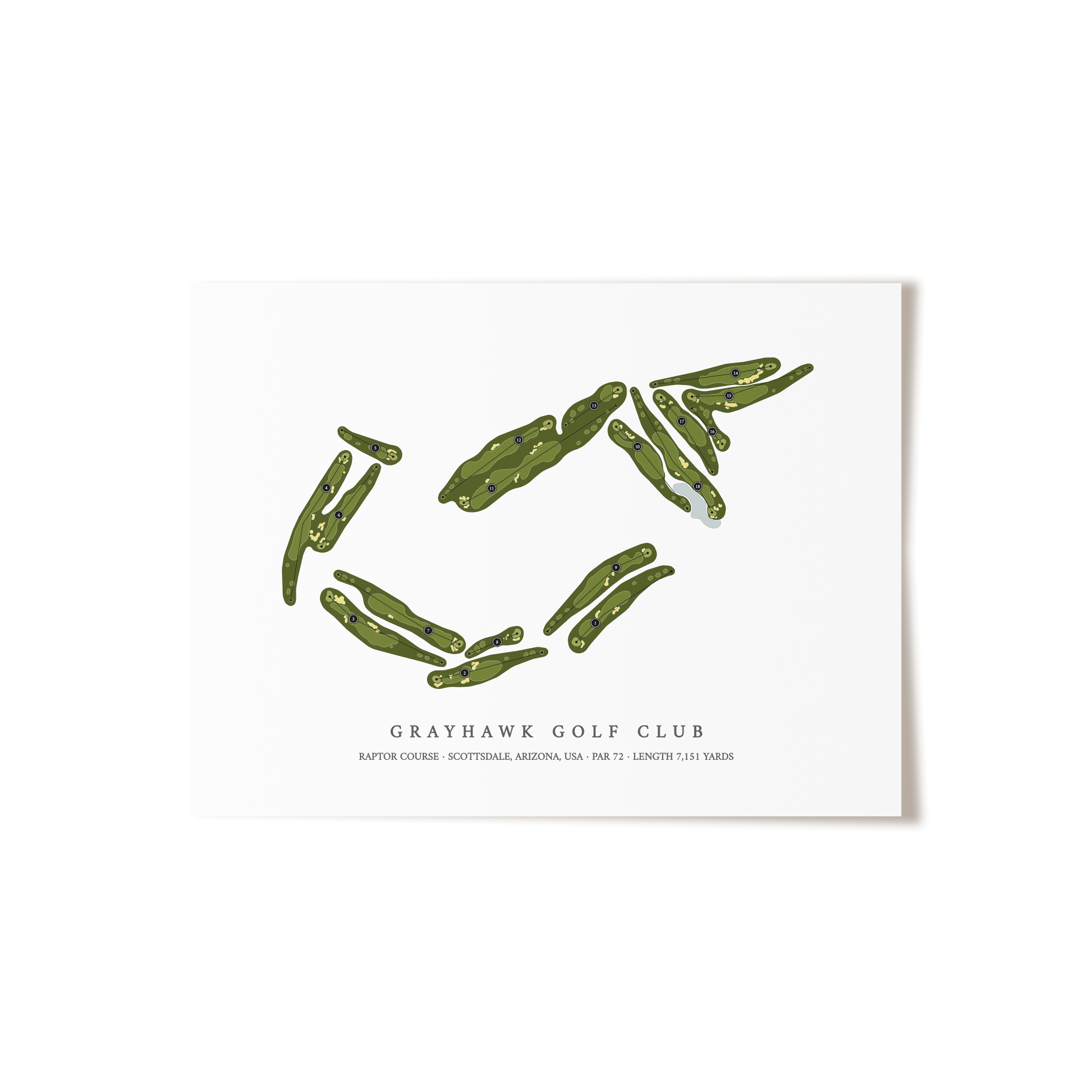 Grayhawk Golf Club - Raptor Course | Golf Course Map | Unframed