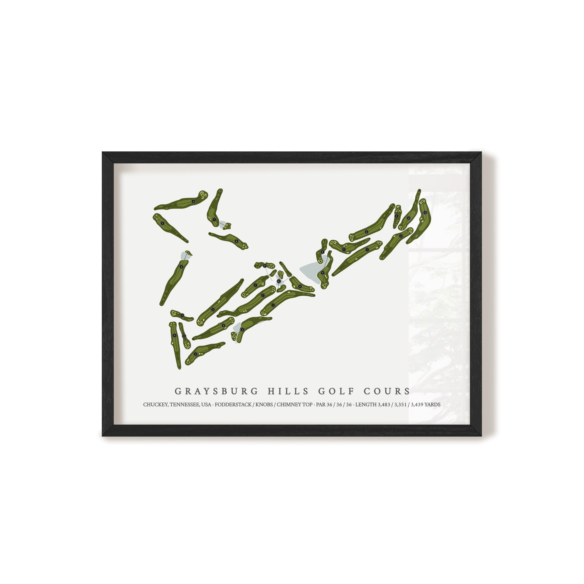 Graysburg Hills Golf Cours | Golf Course Map | Black Frame