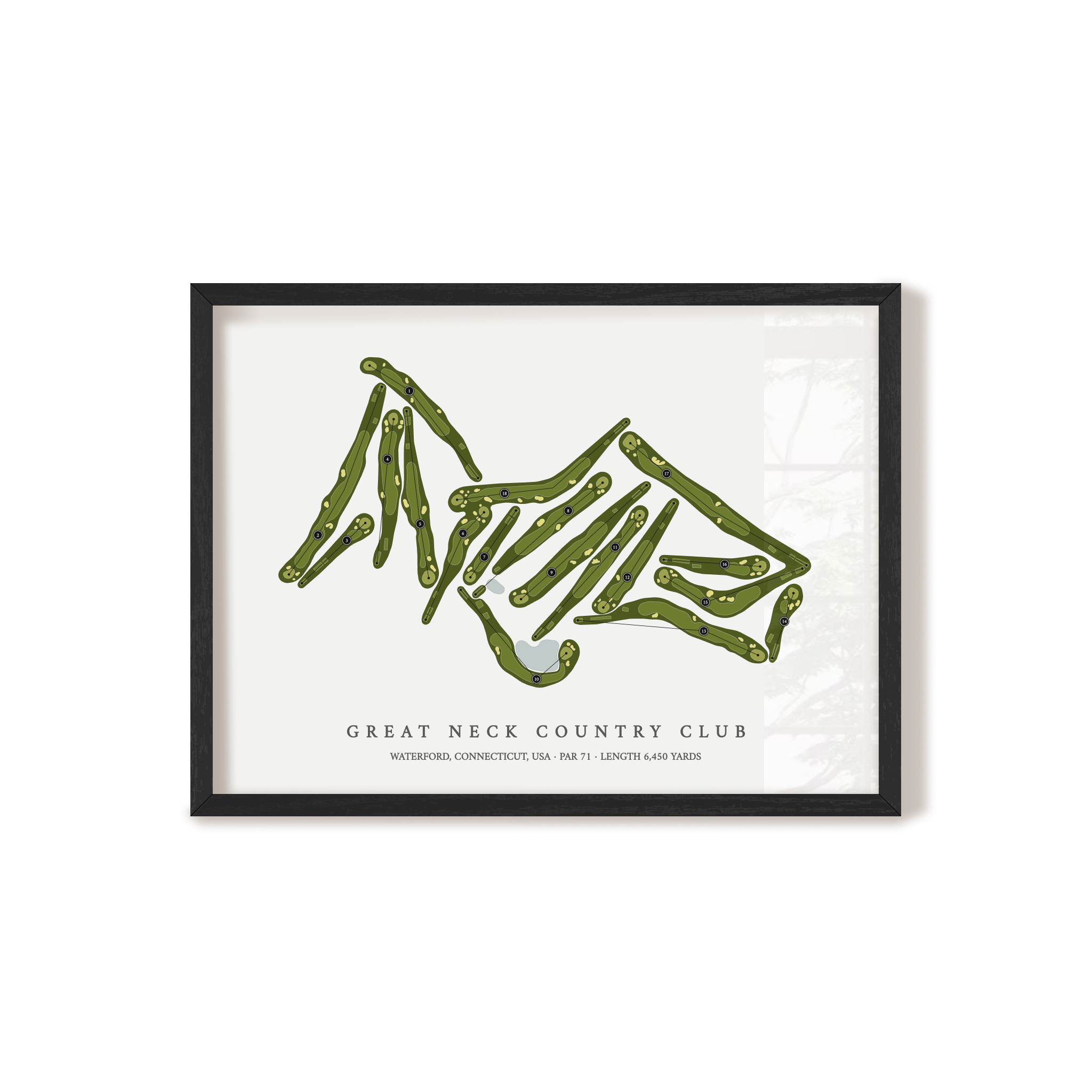 Great Neck Country Club | Golf Course Map | Black Frame
