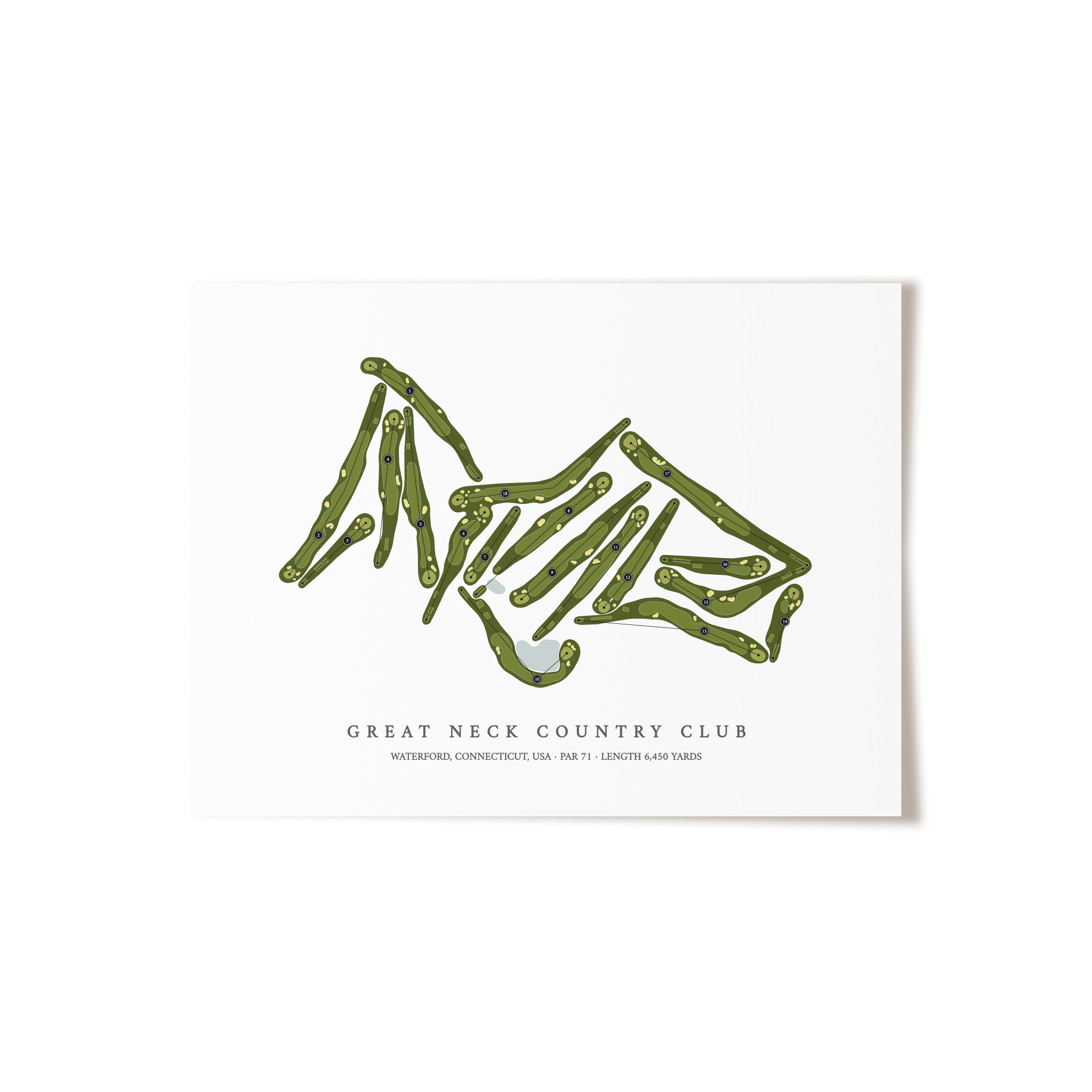 Great Neck Country Club | Golf Course Map | Unframed
