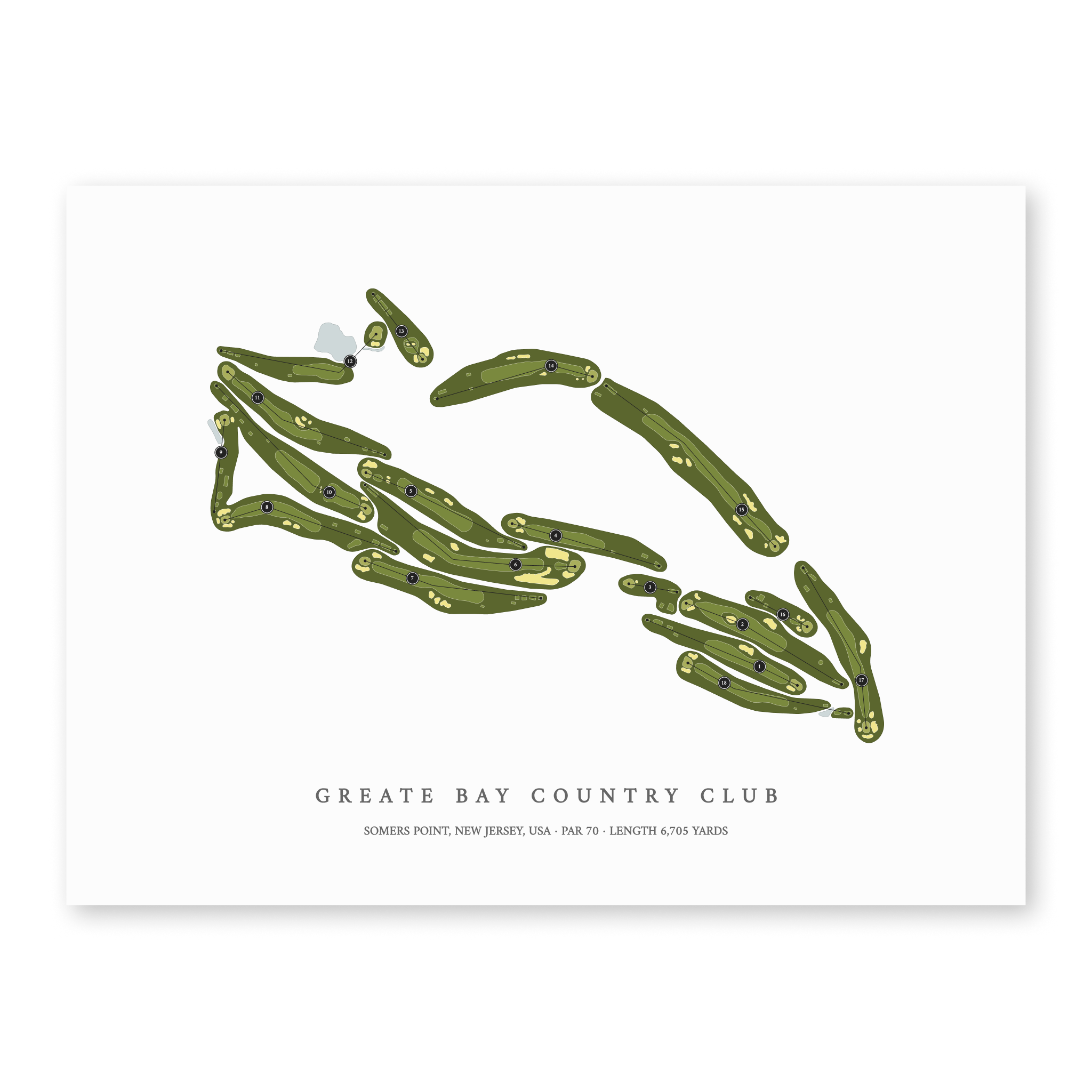 Greate Bay Country Club | Golf Course Map | Unframed