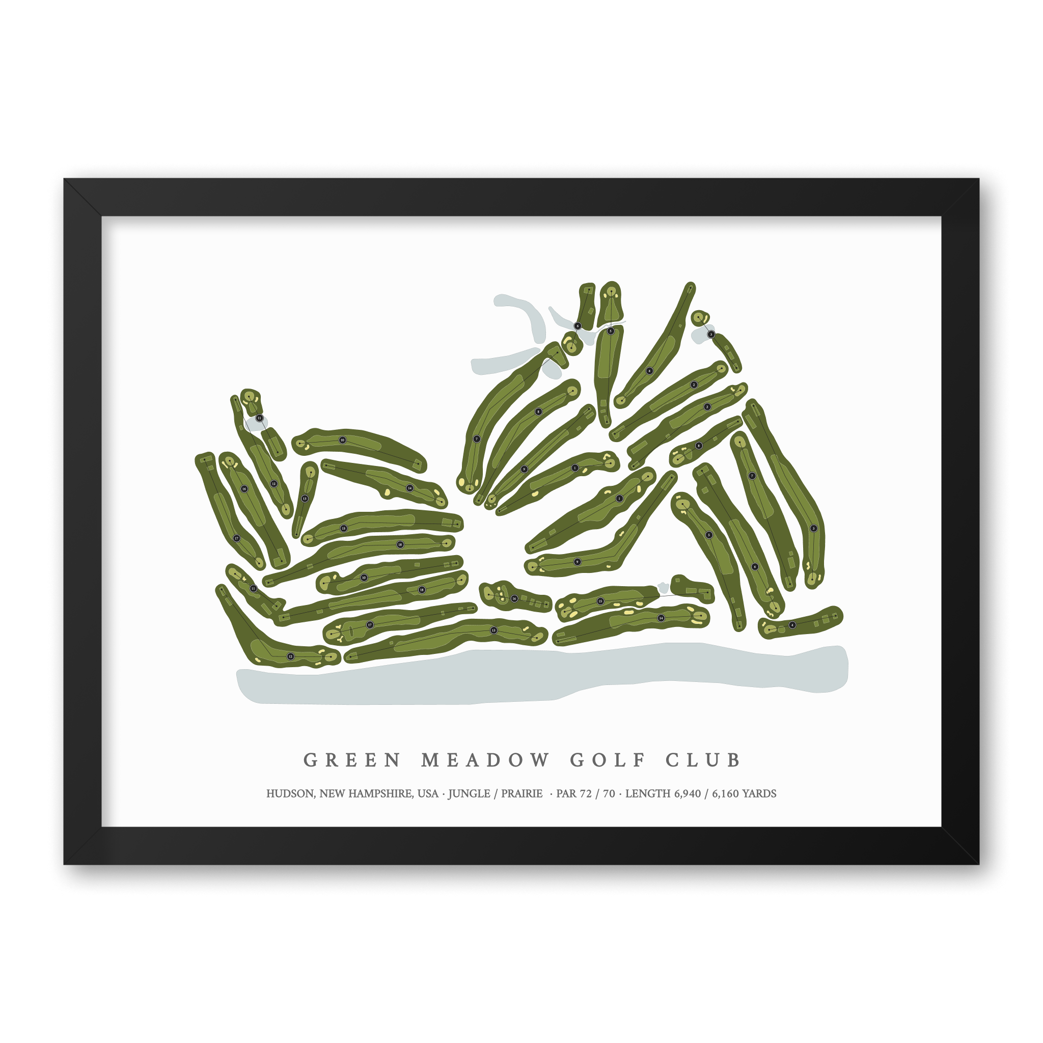 Green Meadow Golf Club | Golf Course Map | Black Frame