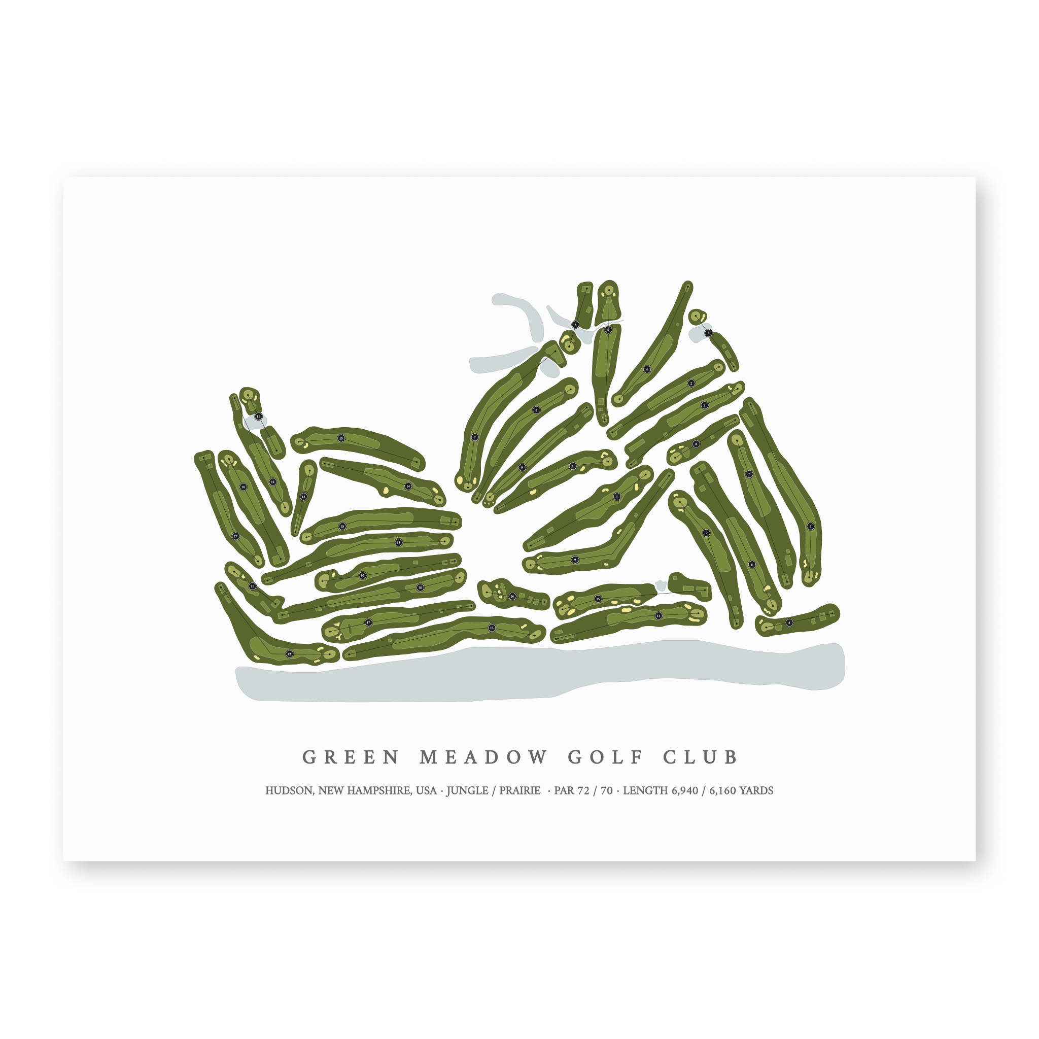 Green Meadow Golf Club | Golf Course Map | Unframed