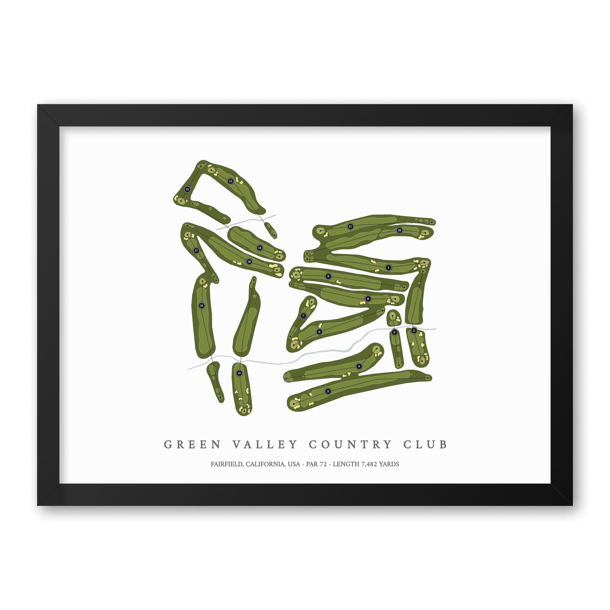 Green Valley Country Club | Golf Course Map | Black Frame