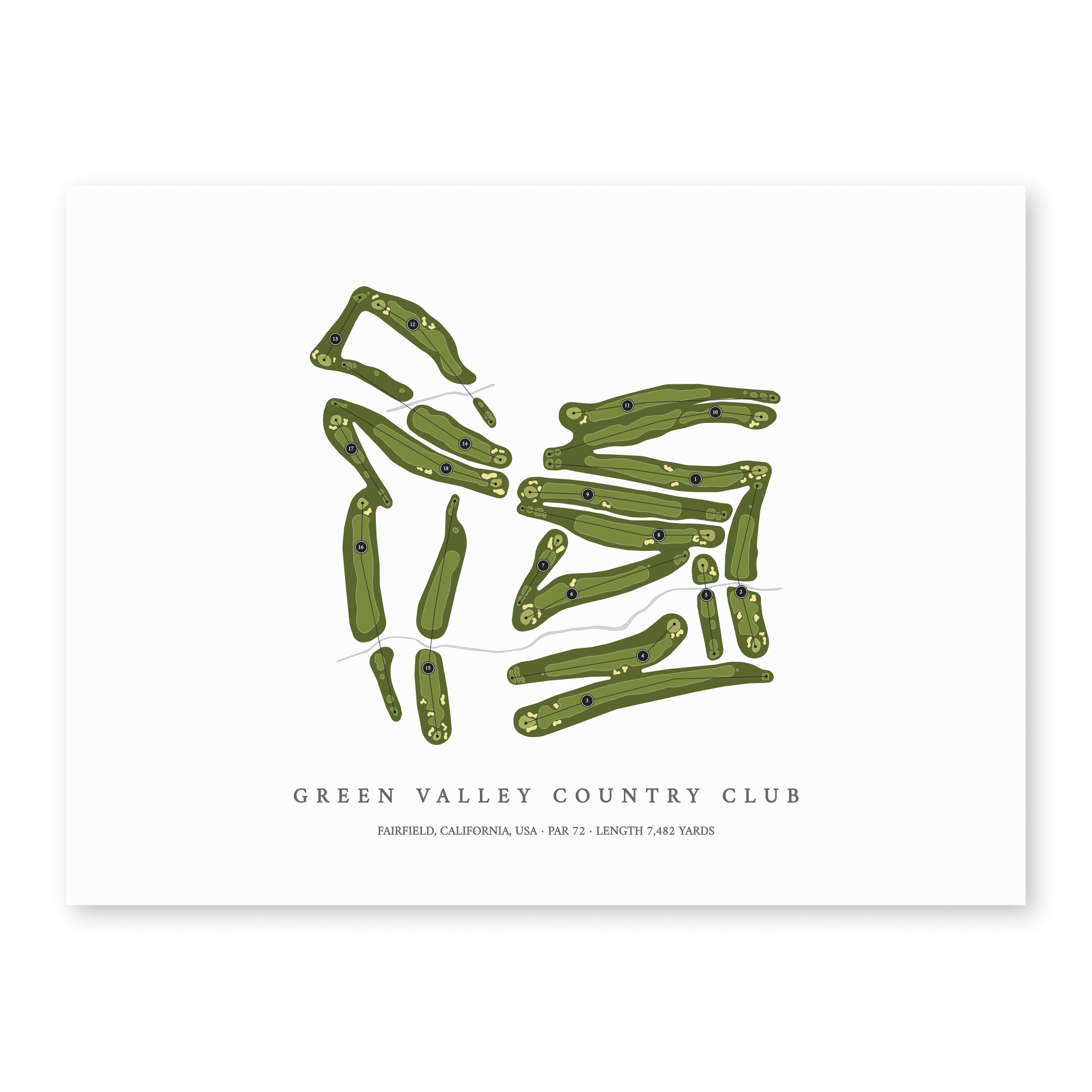 Green Valley Country Club | Golf Course Map | Unframed