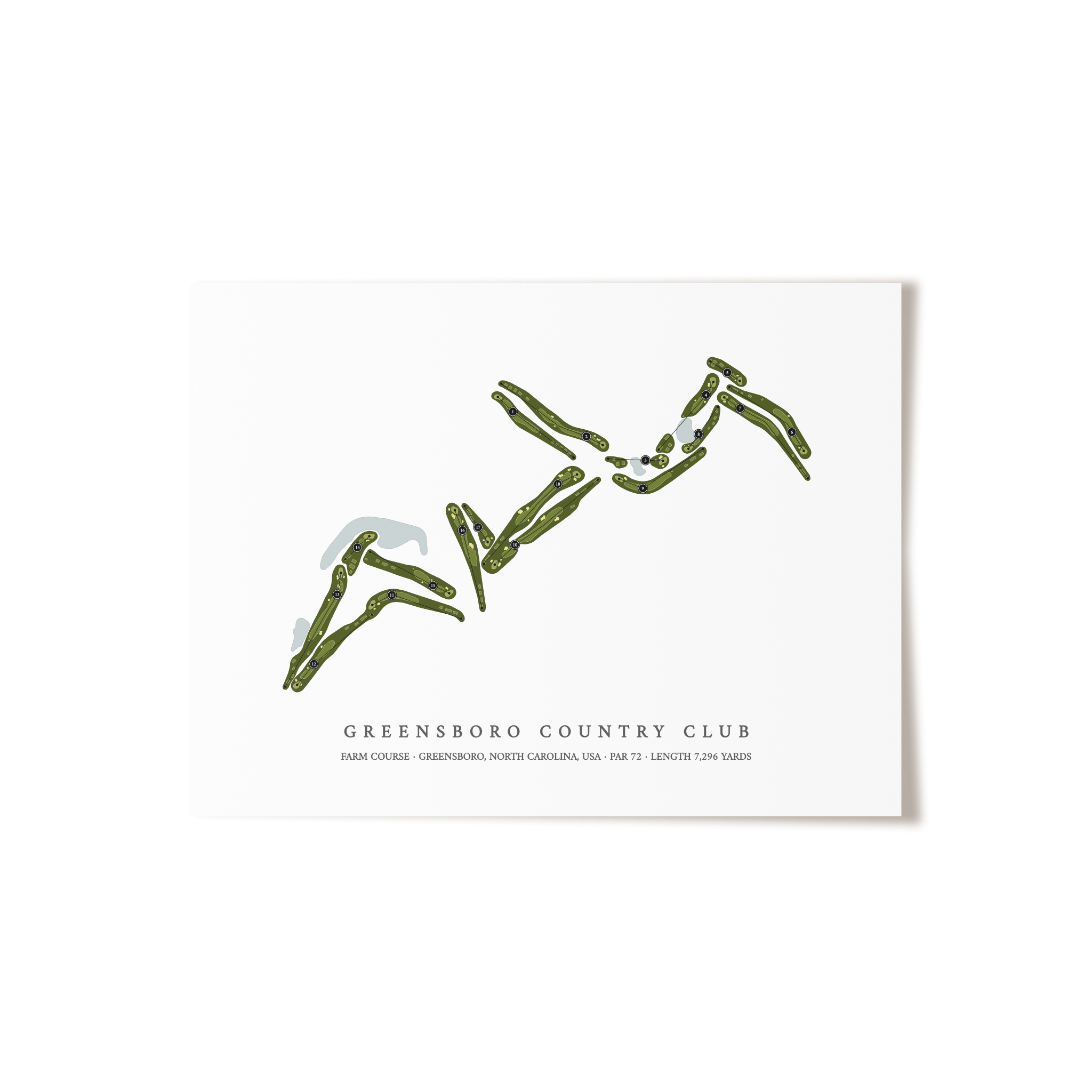 Greensboro Country Club - Farm Course | Golf Course Map | Unframed