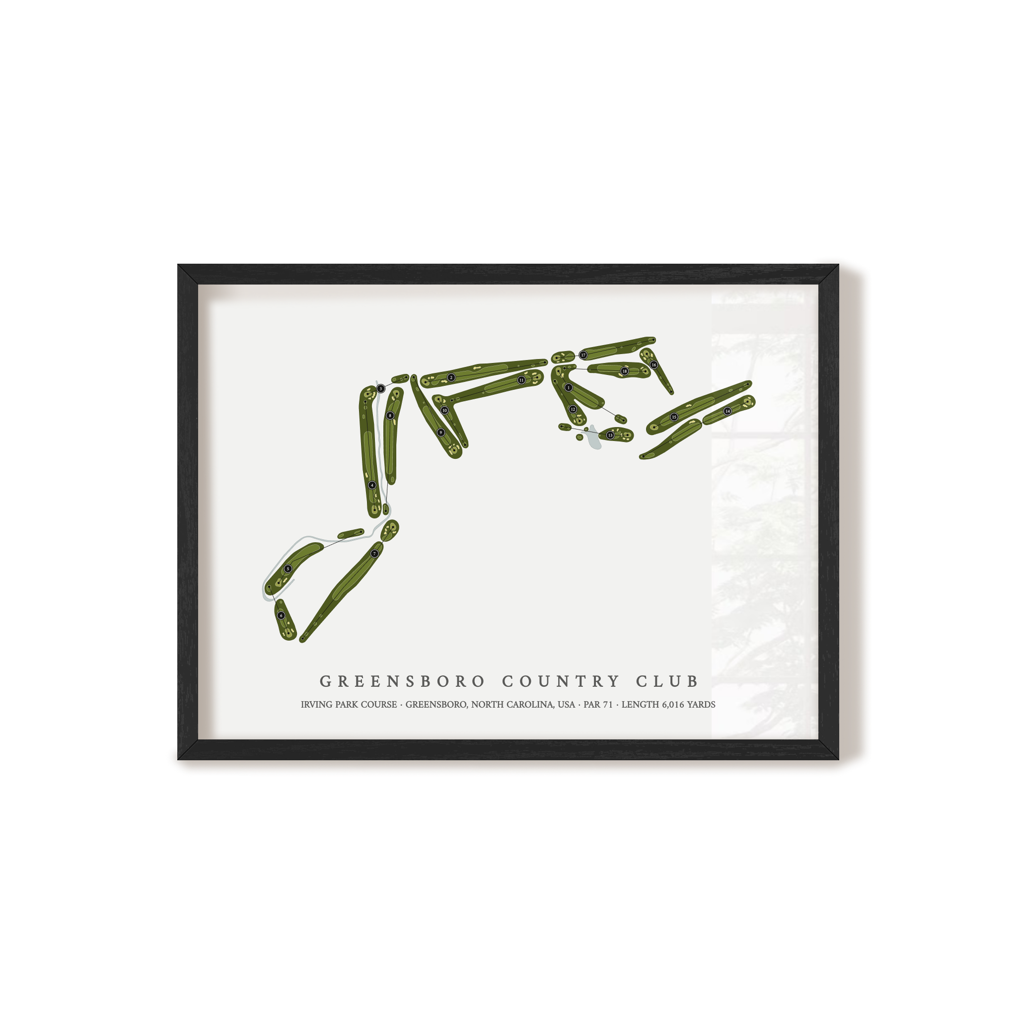 Greensboro Country Club - Irving Park Course | Golf Course Map | Black+Frame