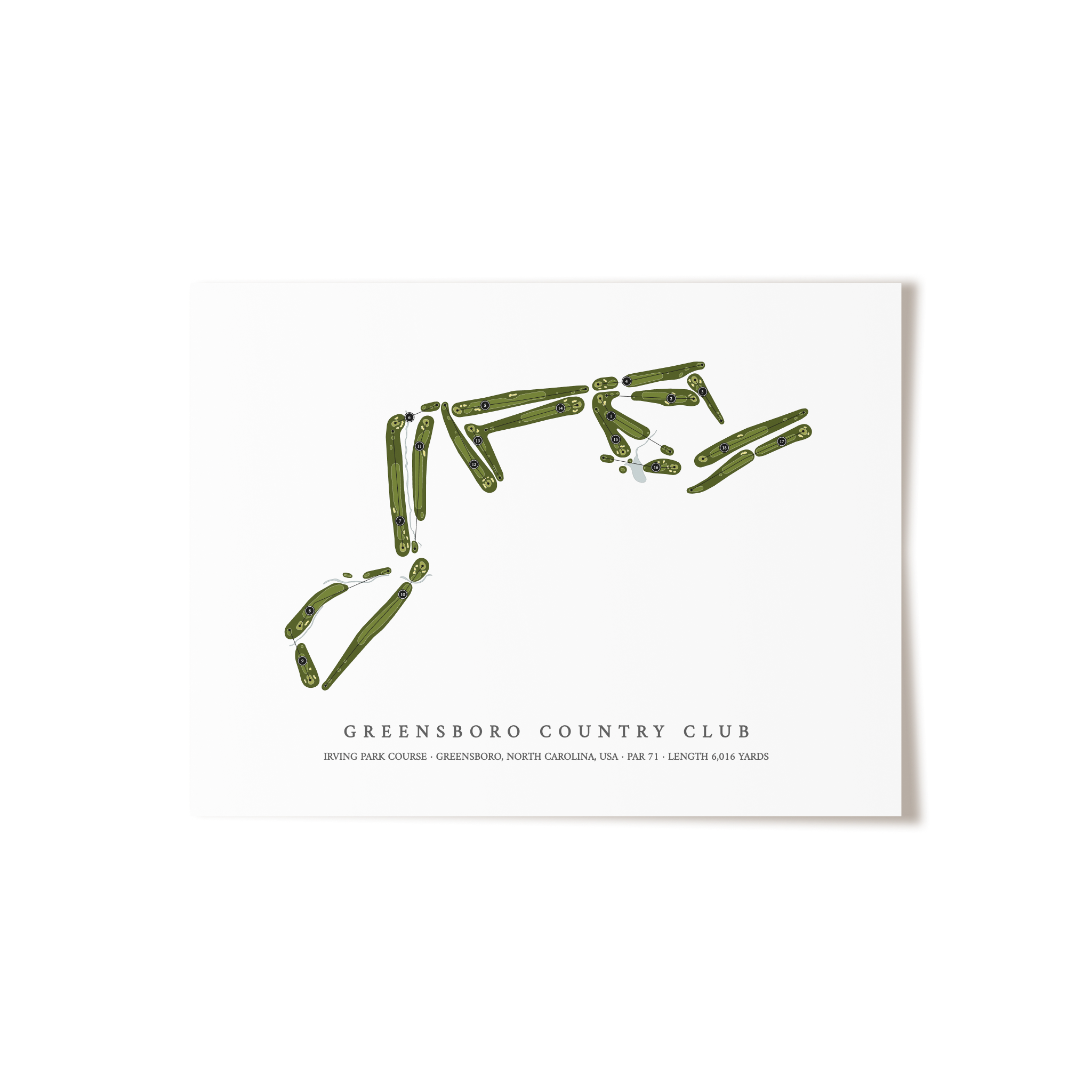 Greensboro Country Club - Irving Park Course | Golf Course Print | Unframed