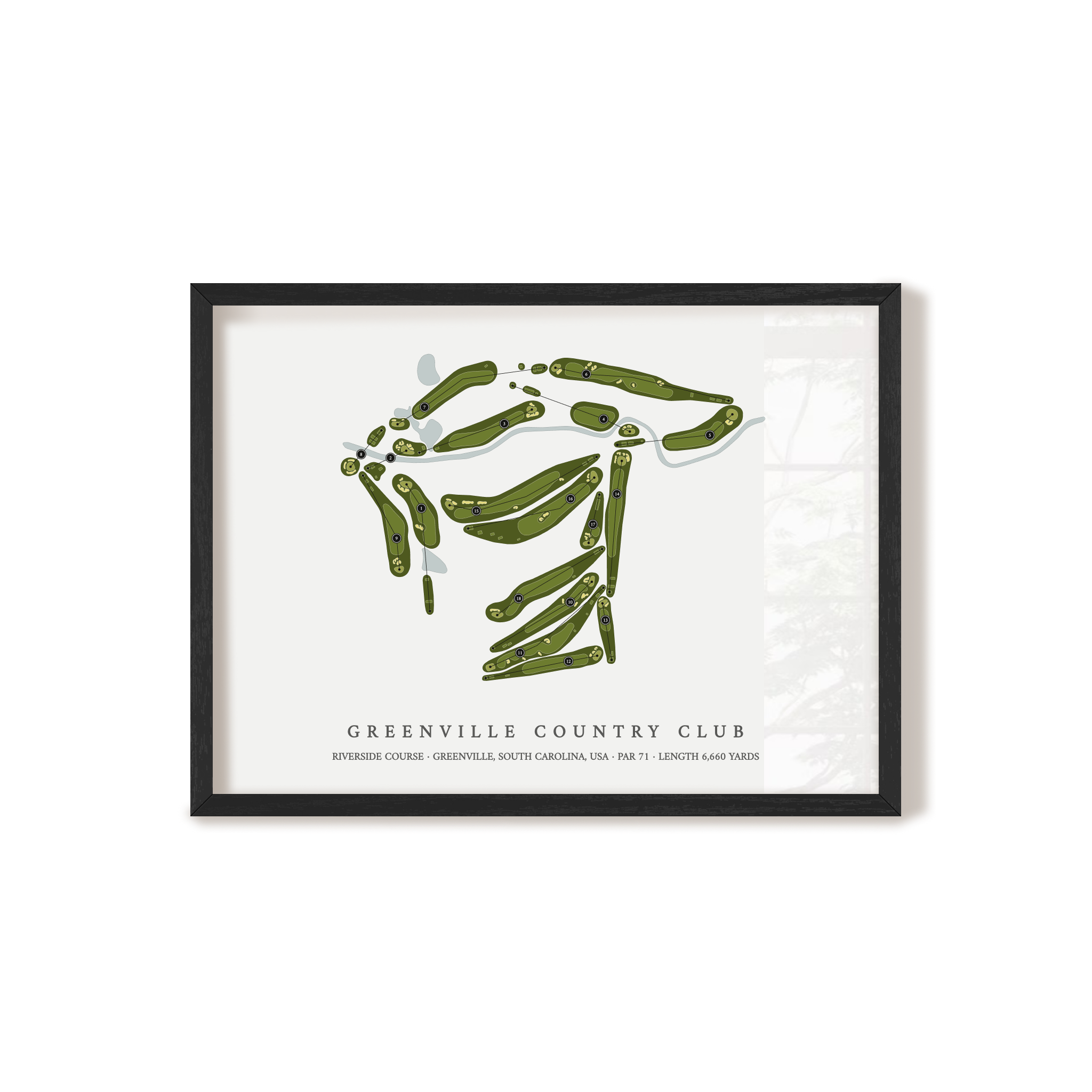 Greenville Country Club - Riverside Course | Golf Course Map | Black+Frame