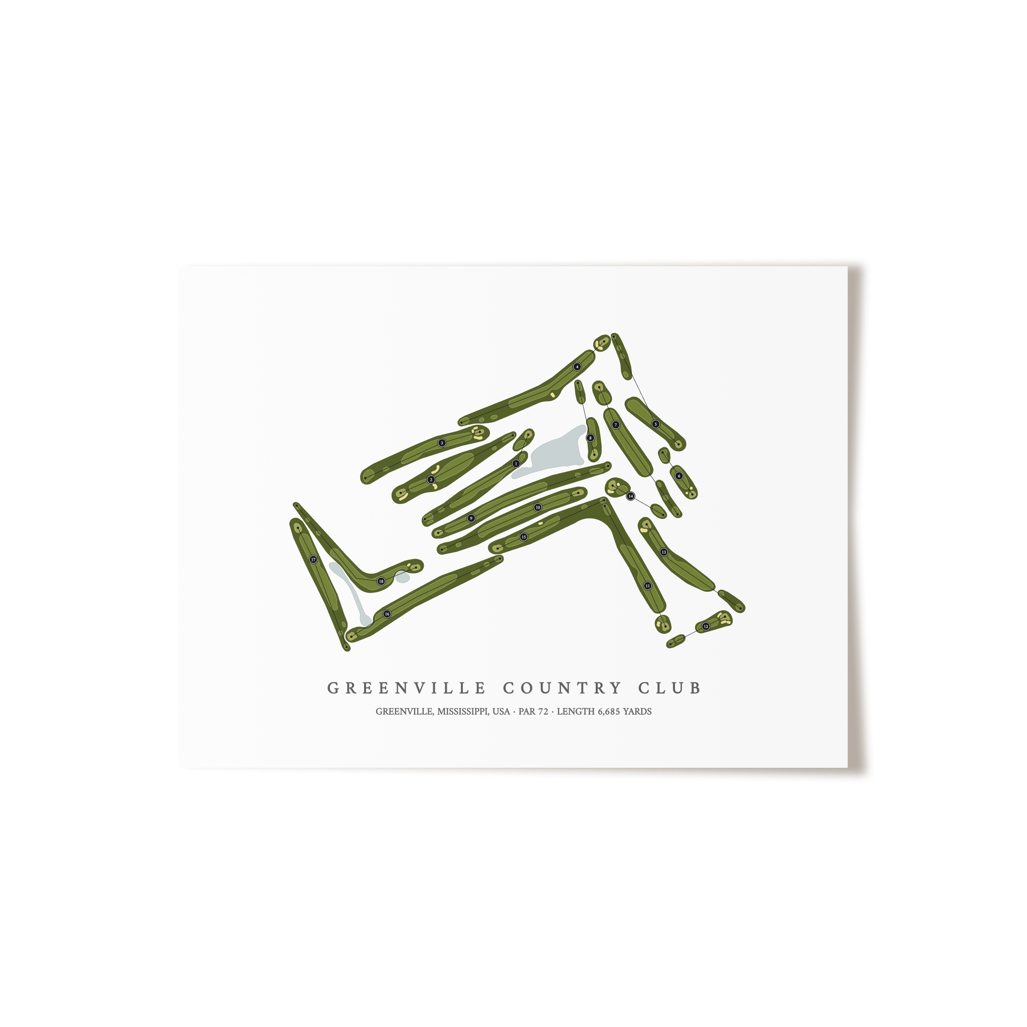 Greenville Country Club | Golf Course Map | Unframed