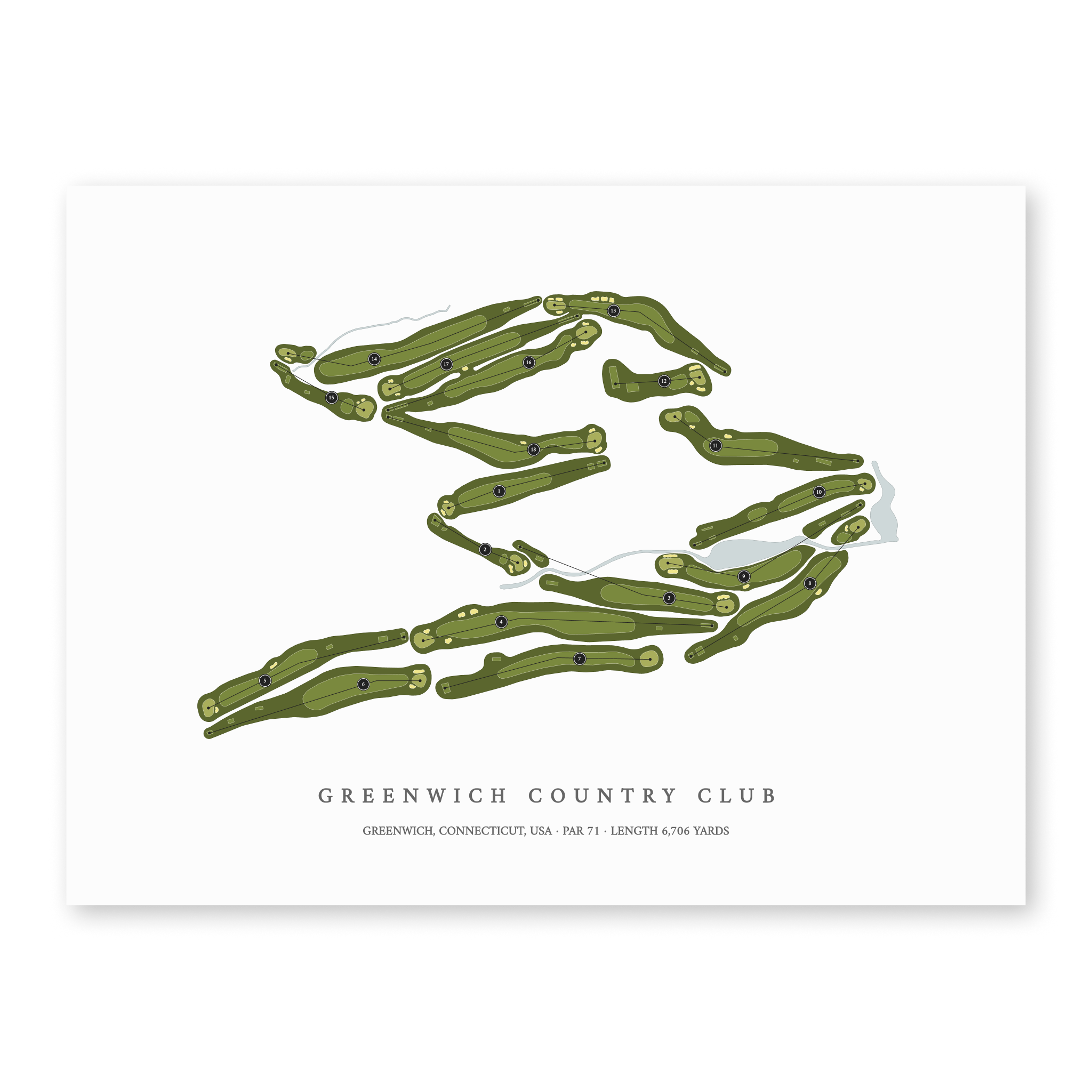 Greenwich Country Club | Golf Course Map | Unframed